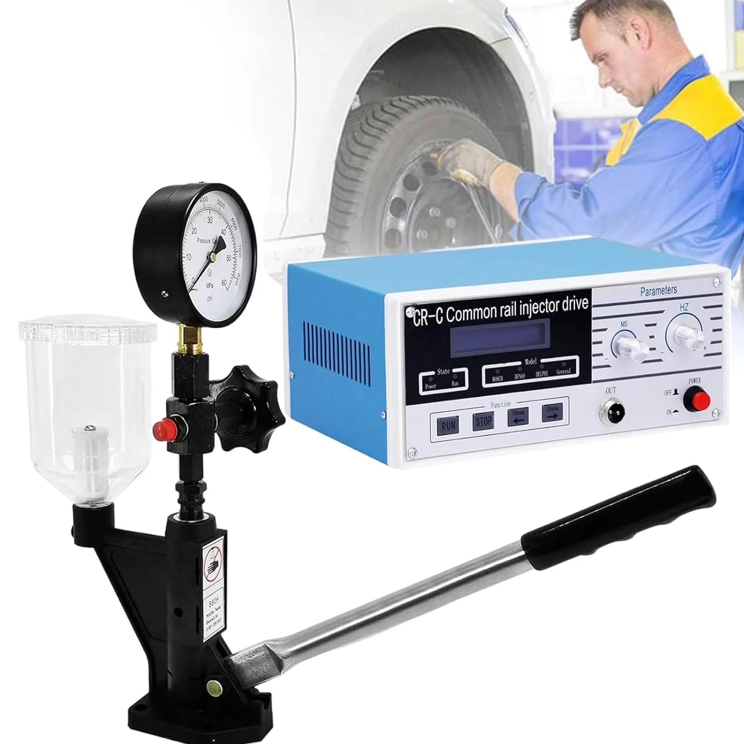 Kit De Compresión para Comprobador De Inyectores Diésel, Comprobador Electromagnético Multifuncional para Inyectores Common Rail Y Boquillas De Combustible E Inyectores C,