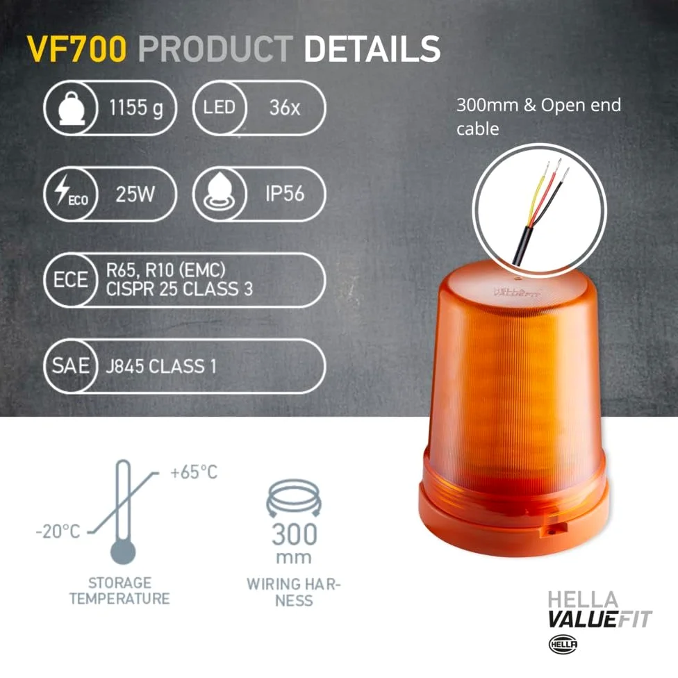 Hella VALUEFIT LED Rotativo - Luz de aviso, de destellos VF700 LED