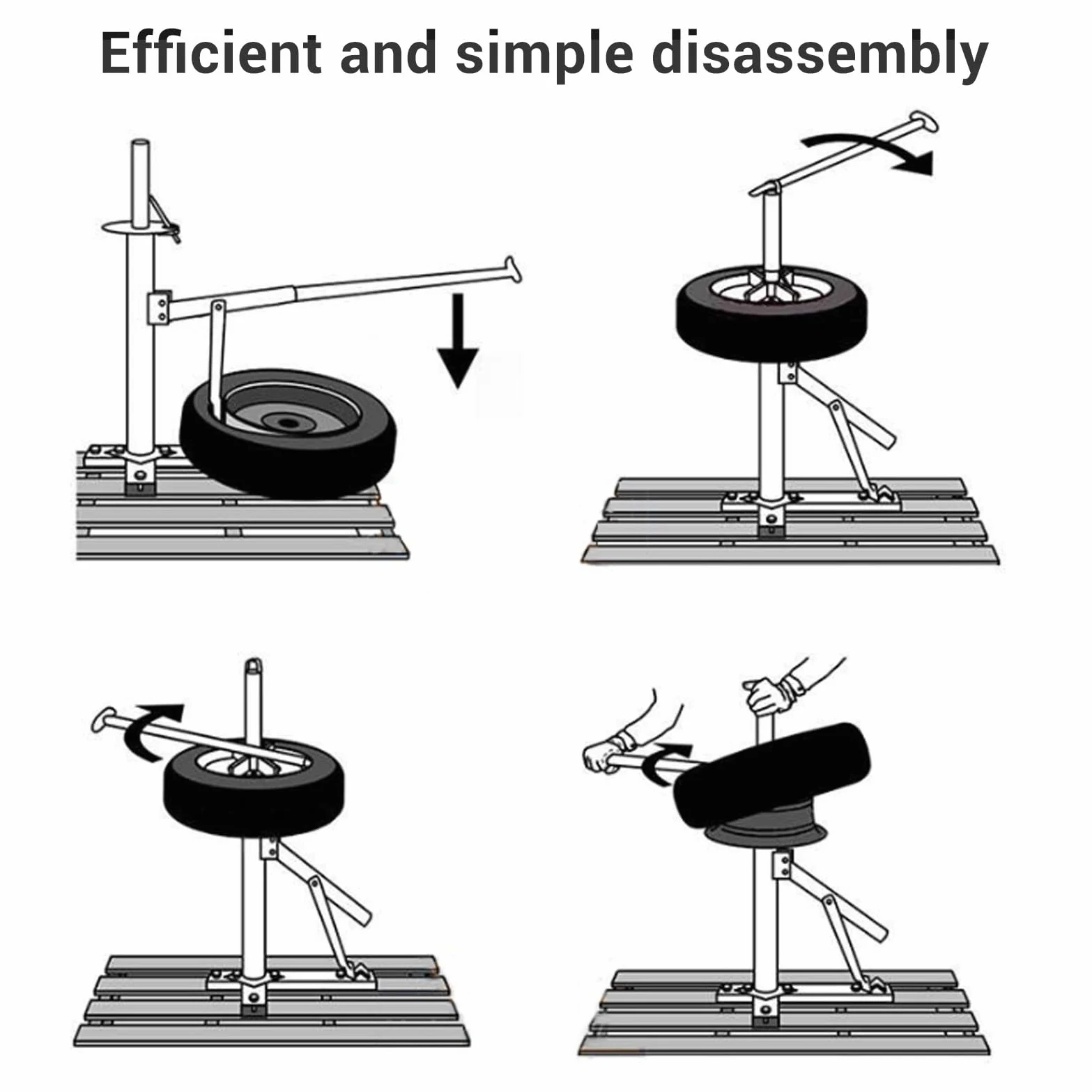KIMISS Cambiador de Neumáticos Manual con Herramienta Portátil para Destalonar, Cambiador de Neumáticos de 8 a 16 Pulgadas para Automóviles, Camiones, Motocicletas