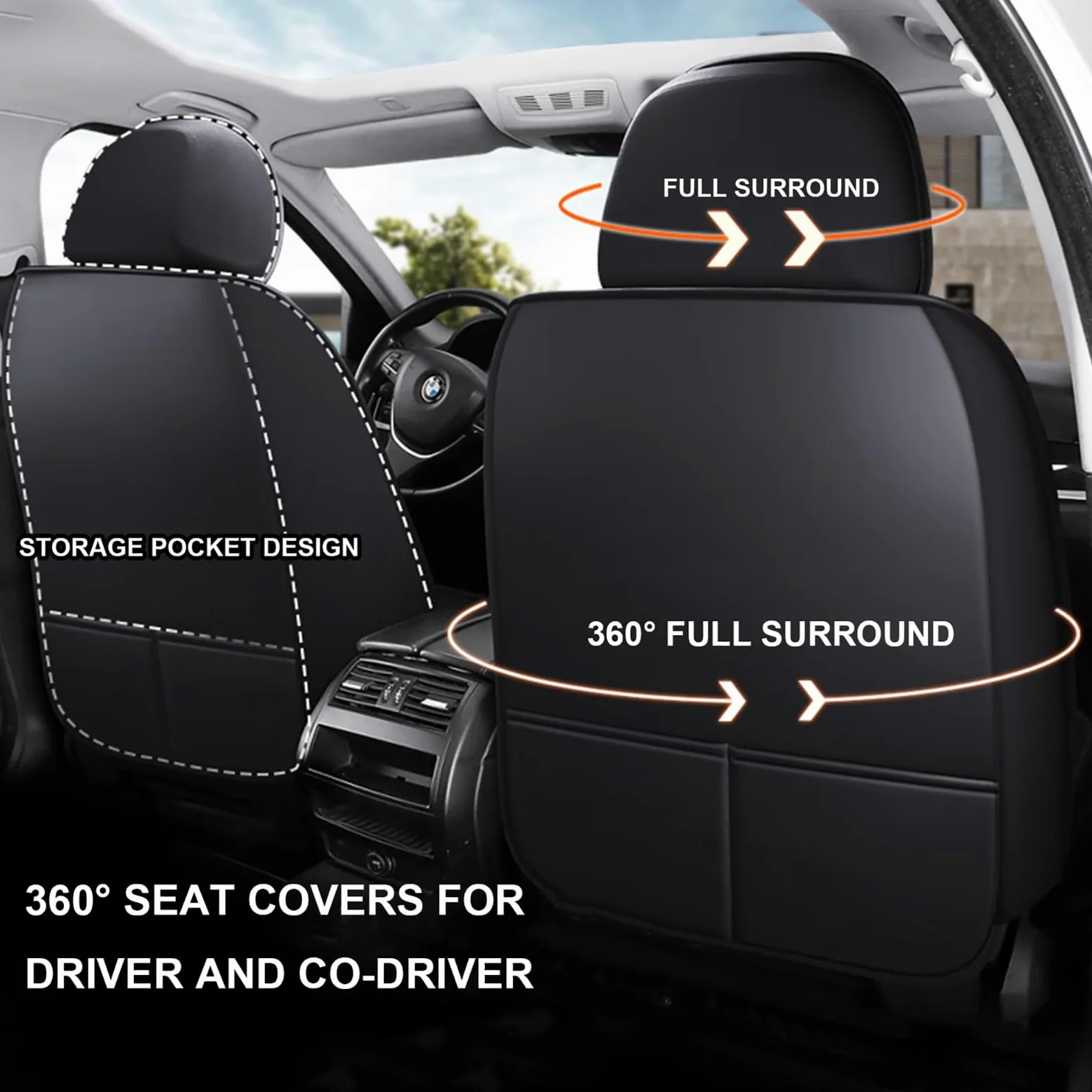 FIENZA Fundas para Asientos Coche para Dacia Jogger 2021-2024 2025 2026 Cubre Universal Cuero PU Impermeable Transpirable y Antideslizante con Airbag,Fácil Instalación Negro,5 Plazas