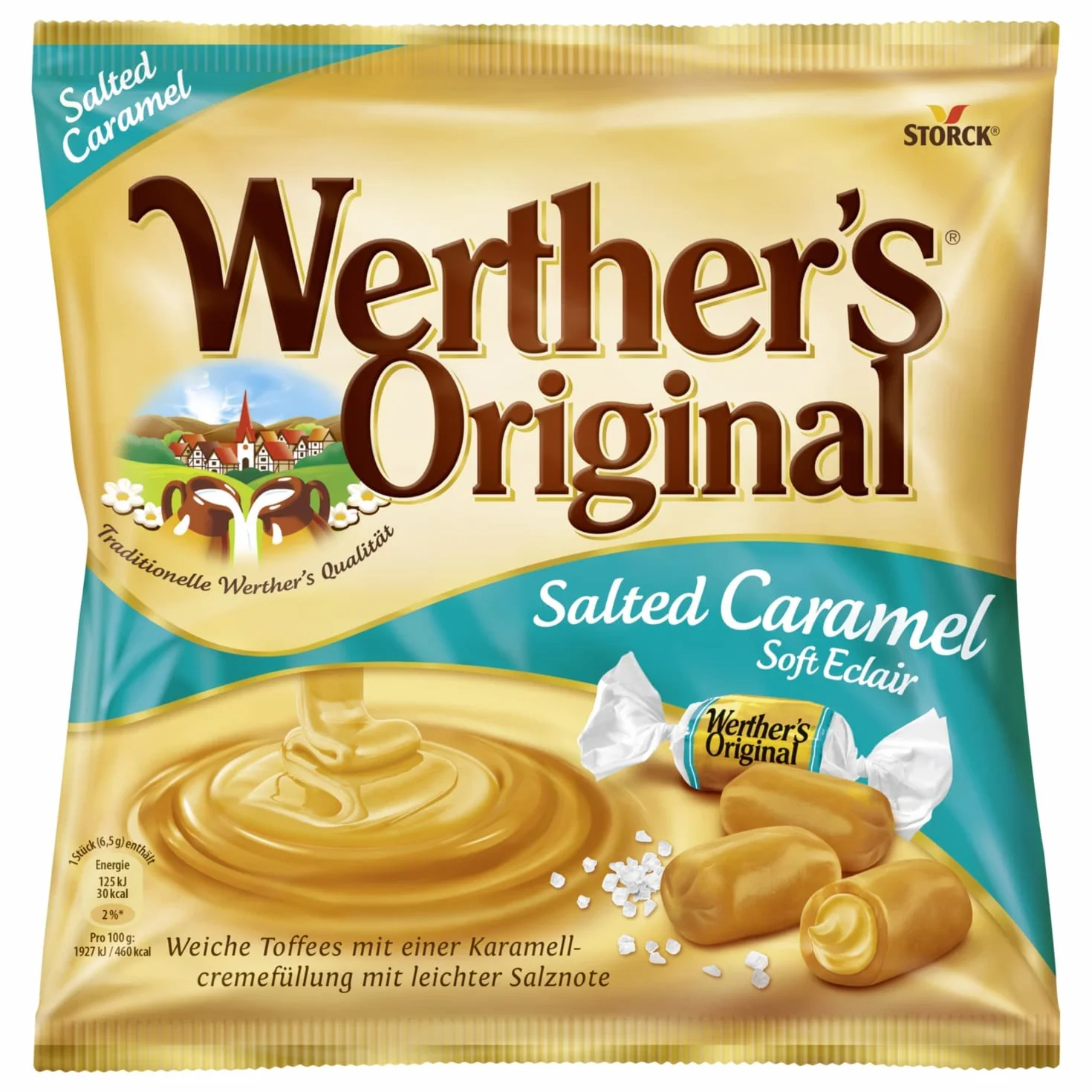 Candy Germany Werther's Original Salted Caramel Soft Eclair Caramelo de crema dulce relleno 180 g