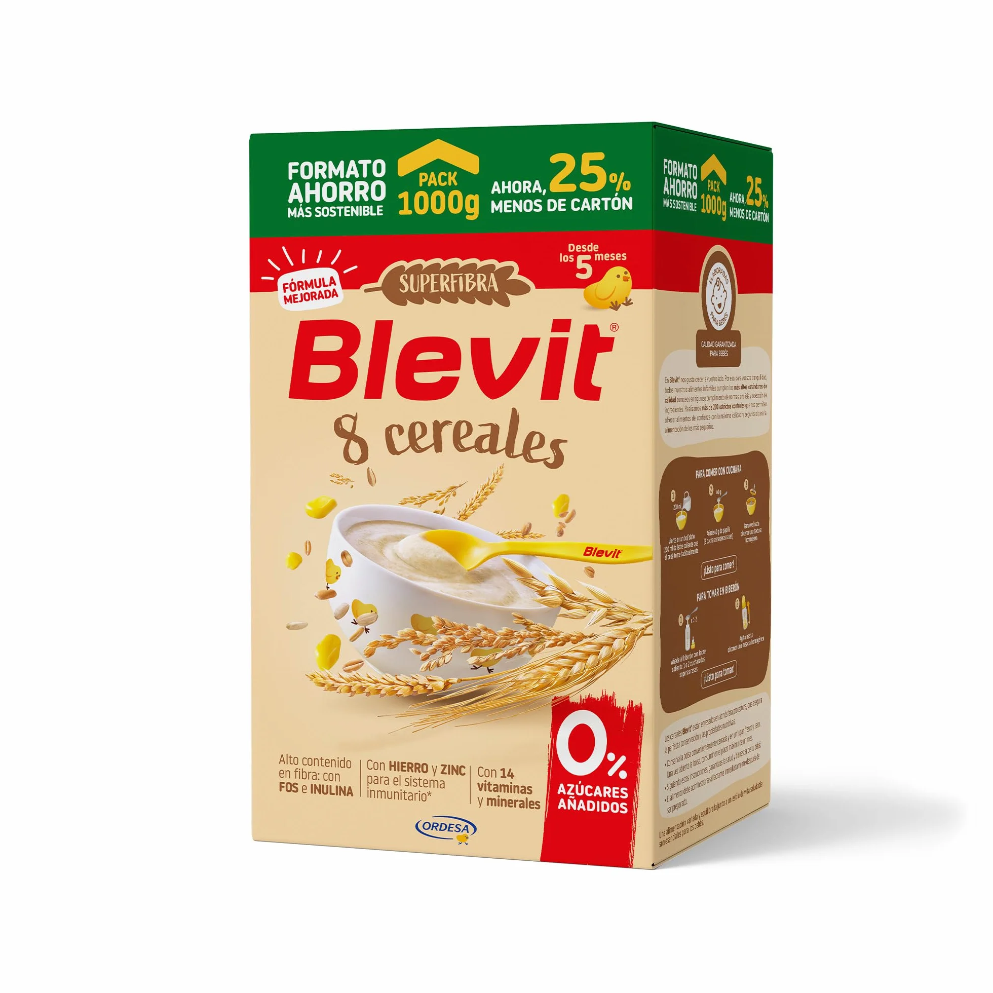 Blevit Superfibra 8 Cereales 1kg Papilla para Bebé 5 Meses Vitaminas Minerales Fibra