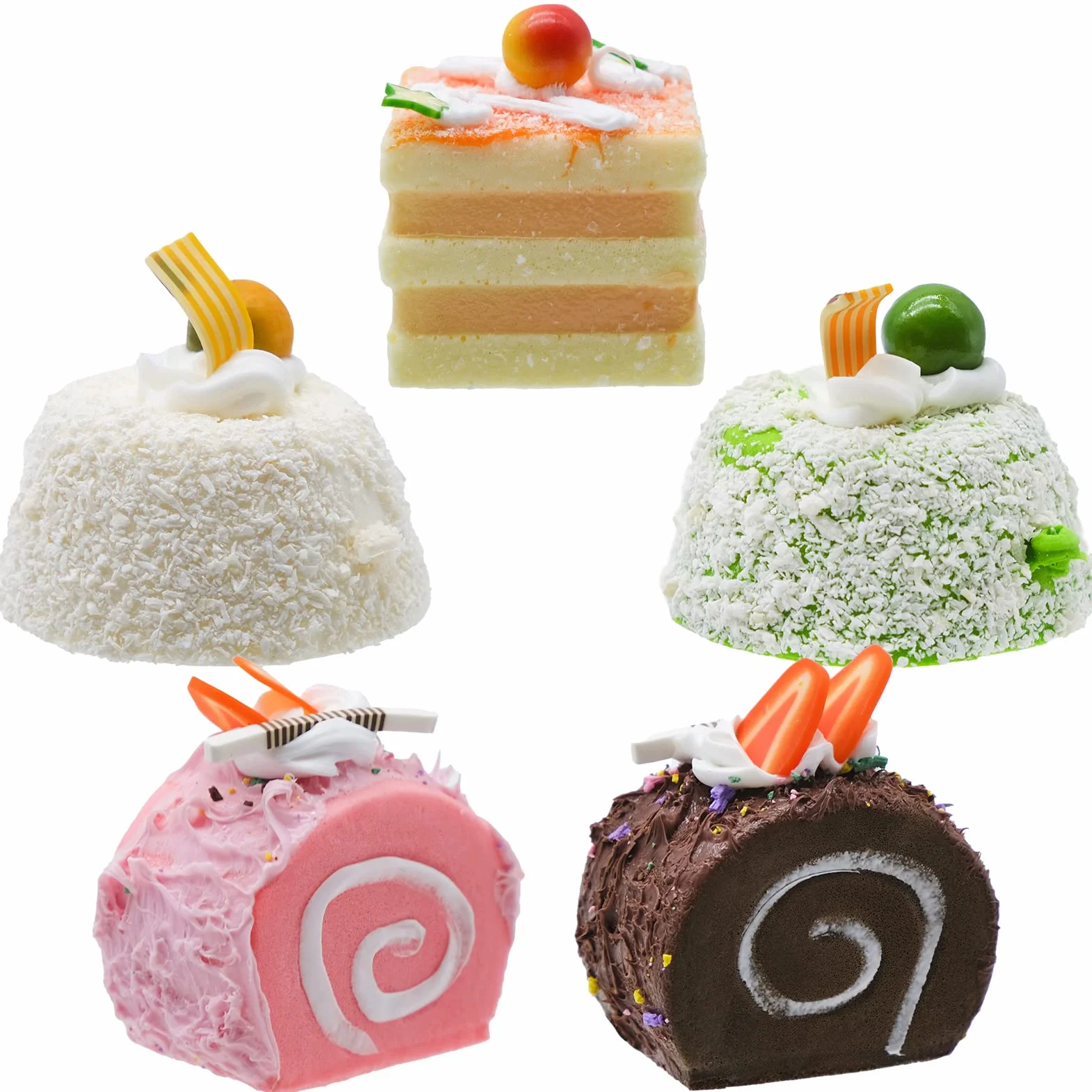 Realista Simulación de Pastel Artificial, 5 Piezas Modelo de Comida