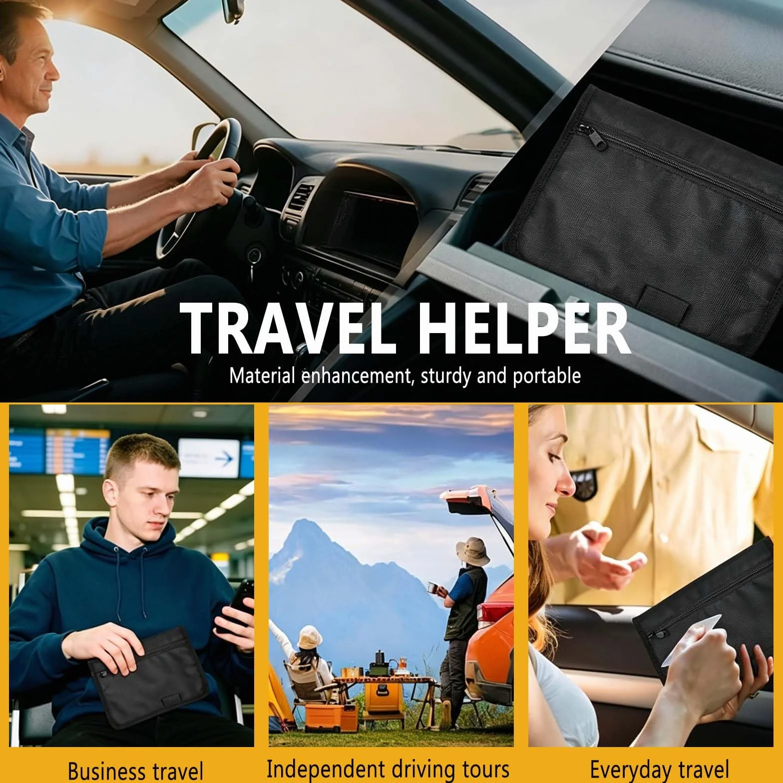 Coche Organizador de Guantera, A5 Portadocumentos, Bolsa Portátil con Múltiples Compartimentos para Guardar Recibos, Billetes y Accesorios en Vehículos,Adecuado para Viajes, Viajes de Negocios