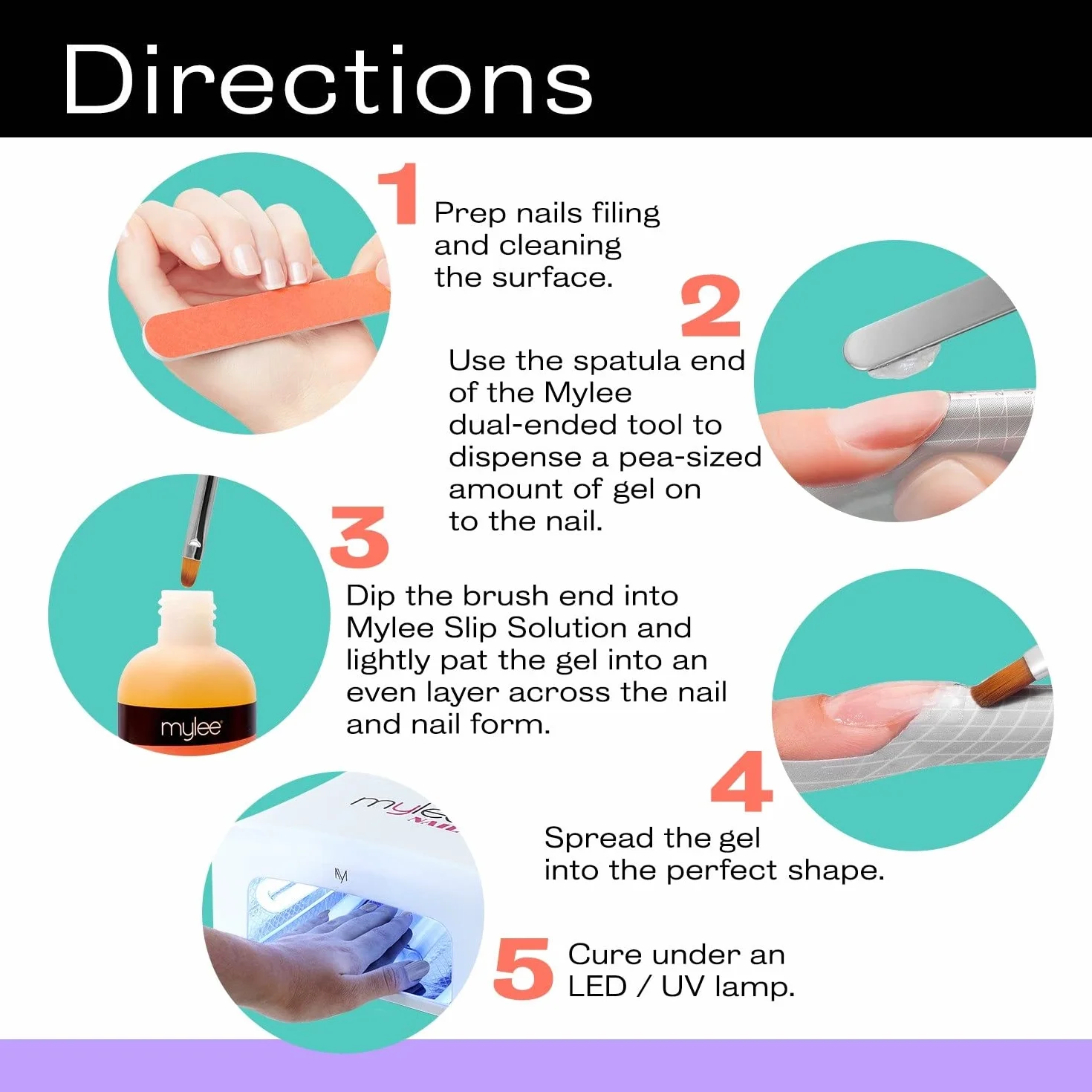 Mylee Herramienta de Doble Punta para Polymer Gel 2 en 1 Pincel y Espátula para Uñas UV LED