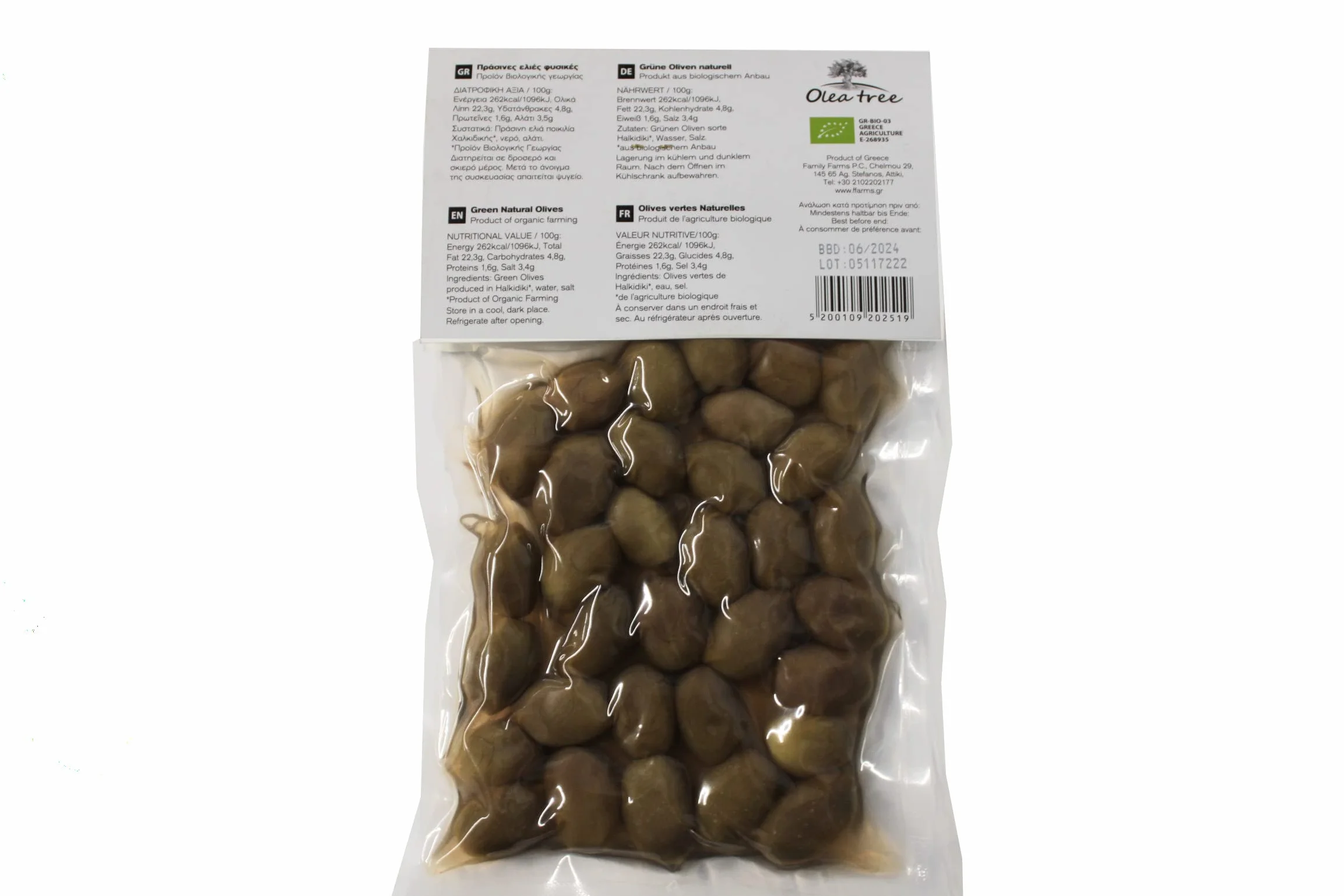 Olea Tree Aceitunas Verdes Ecológicas con Fermentación Natural 3 x 200 g Total 600 g Orgánicas Sin Conservantes