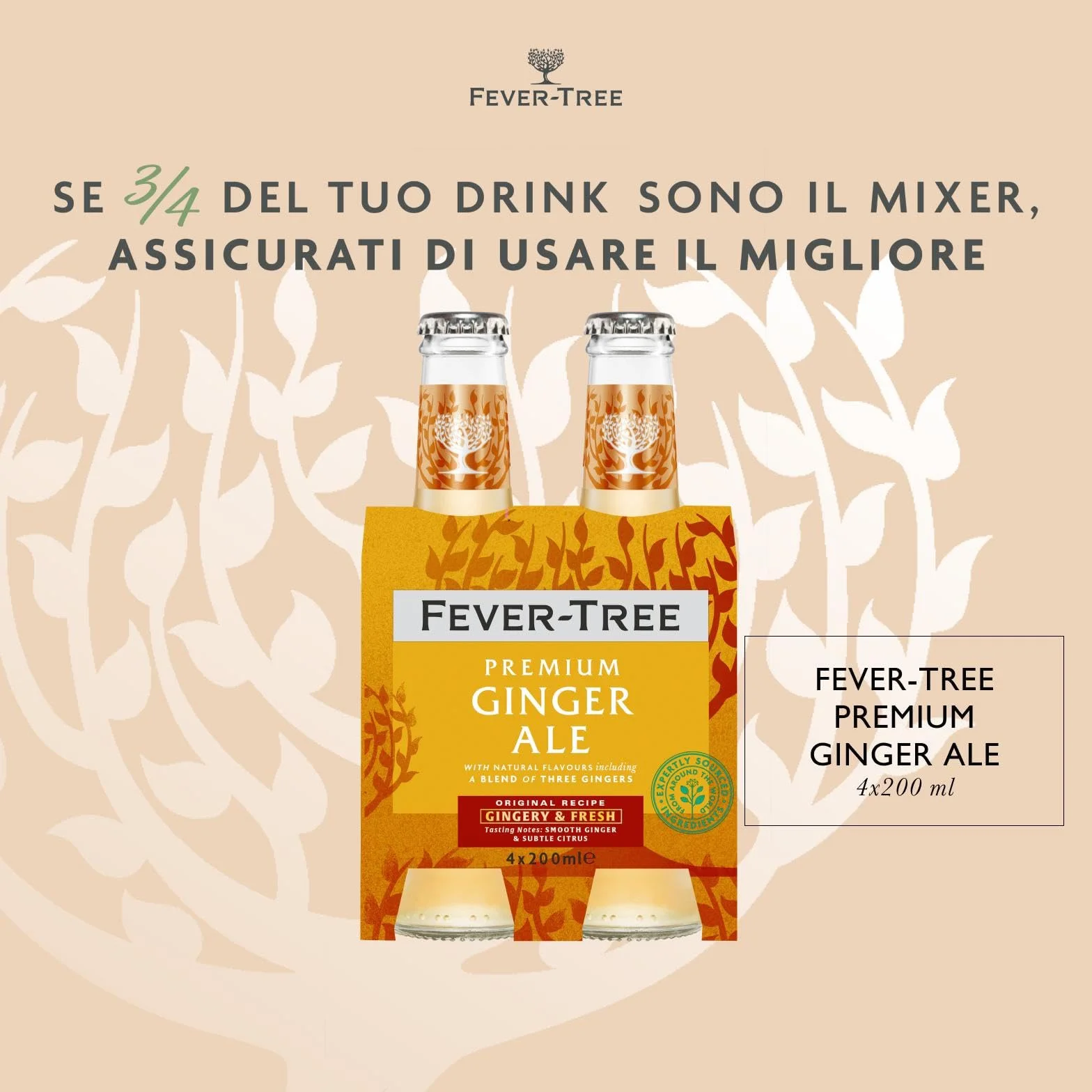 Fever-Tree Ginger Ale 4 x 200 ml Pack of 6