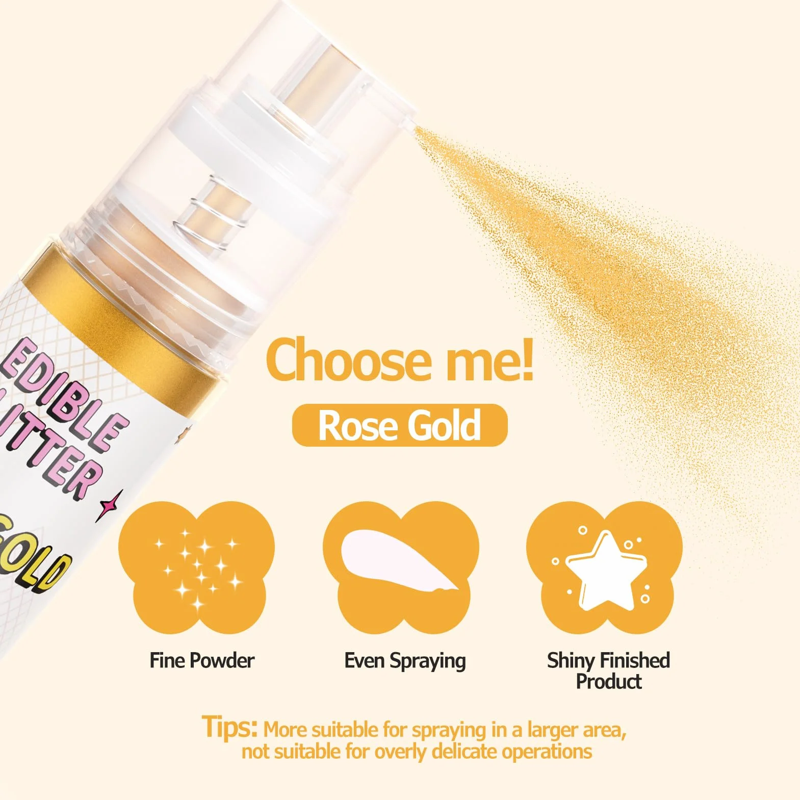 Waysroma Purpurina Comestible Spray Oro 5g Polvos Decoración Tartas