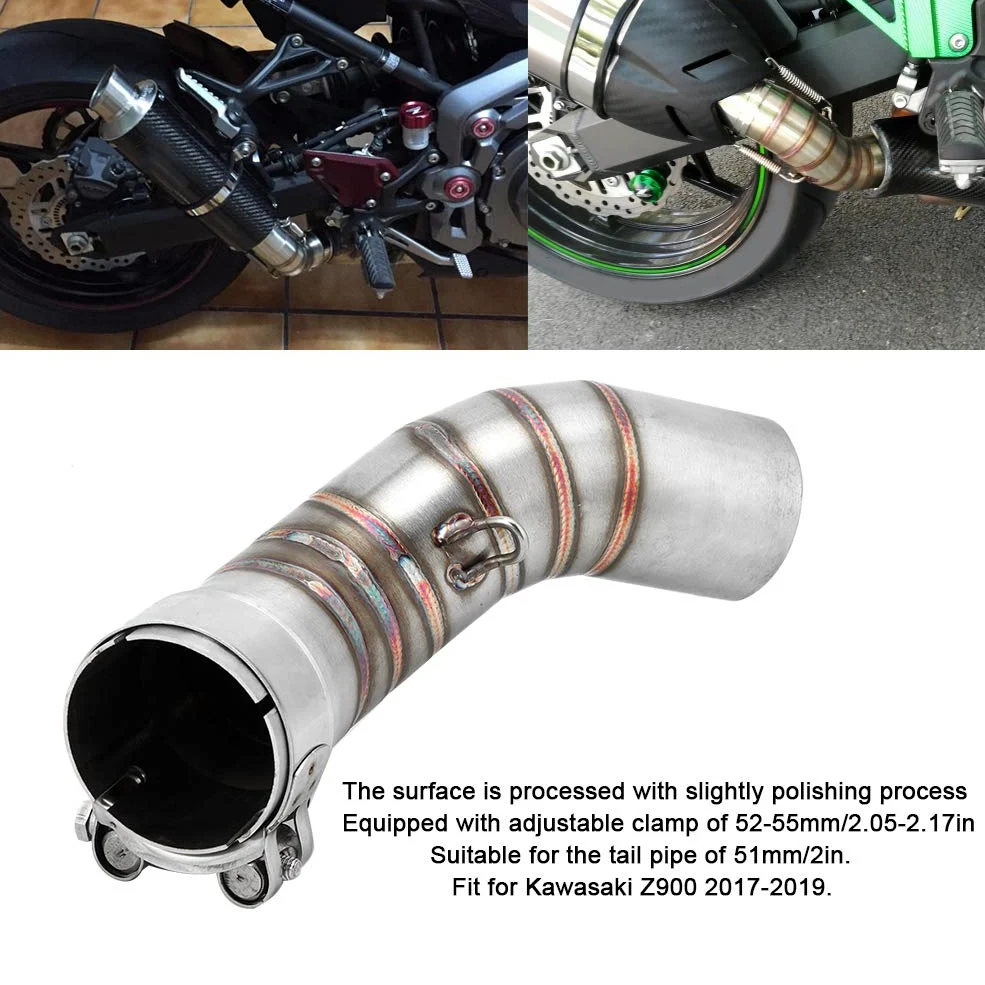 EBTOOLS para z900 tubo medio Adaptador de escape de motocicleta Tubo de enlace medio Tubo de escape de acero Sección media Modificación de motocicleta Ajuste para Z900 2017-2019