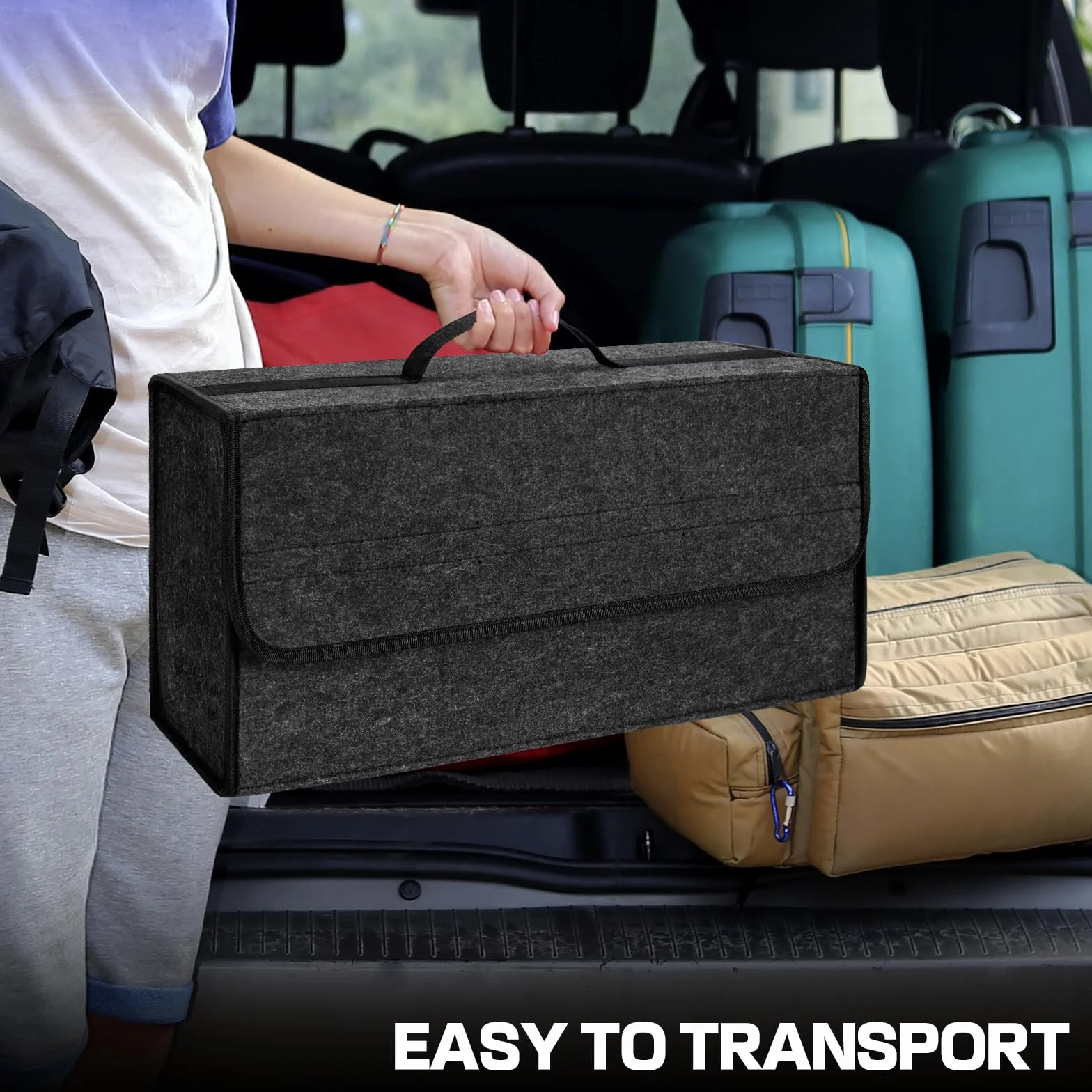 Organizador de Maletero de Coche,Bolsa Maletero Coche de Fieltro,Caja y Bolsa de Almacenamiento para Vehículos, Organizador para Herramientas y Limpieza (1PC)