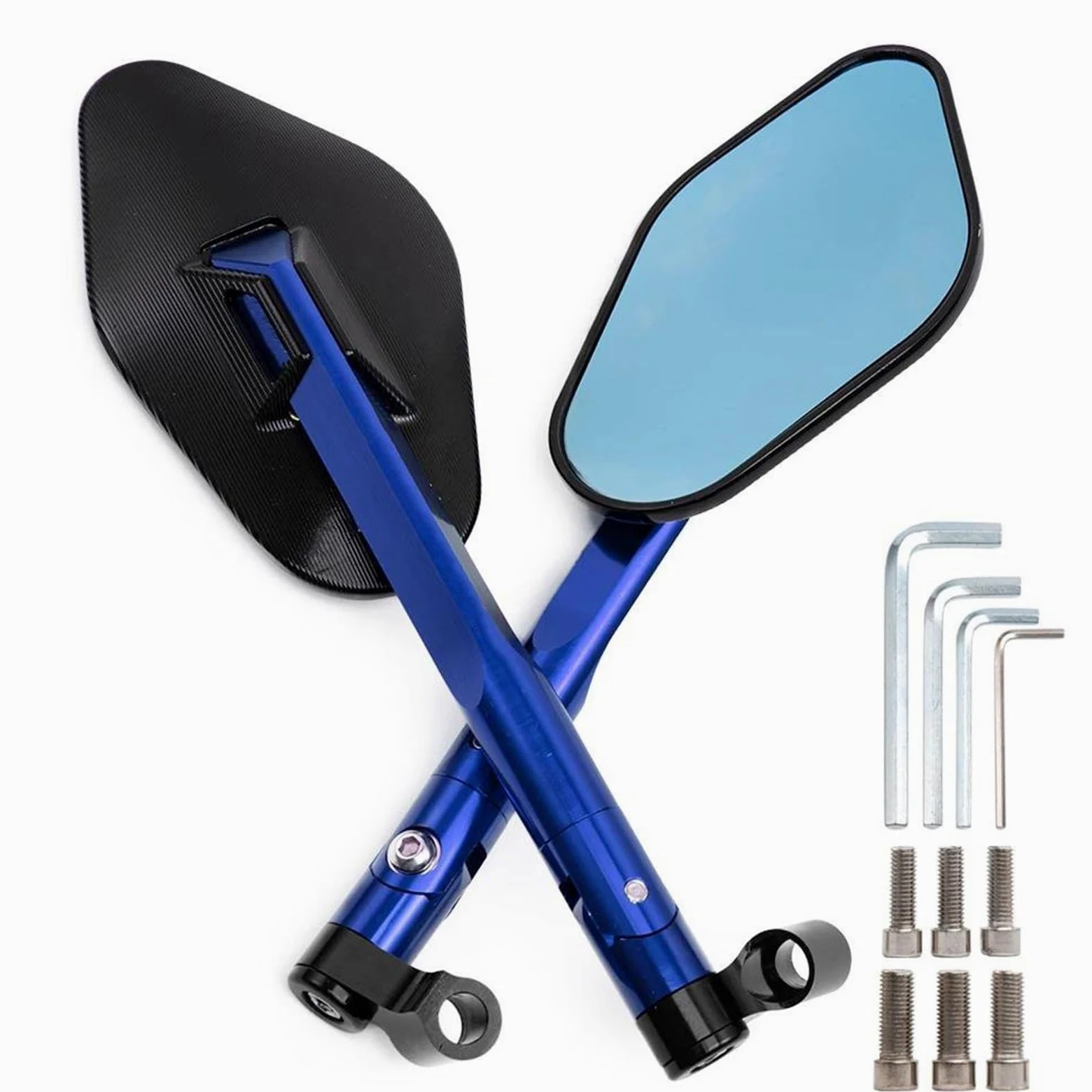 Montaje de equitación Espejos Retrovisores Laterales De Aluminio Para Motocicleta KAWASAKI Z750, NINJA250, R1, R6 Y FZ6, De 8 Mm Y 10 Mm.(Blu)