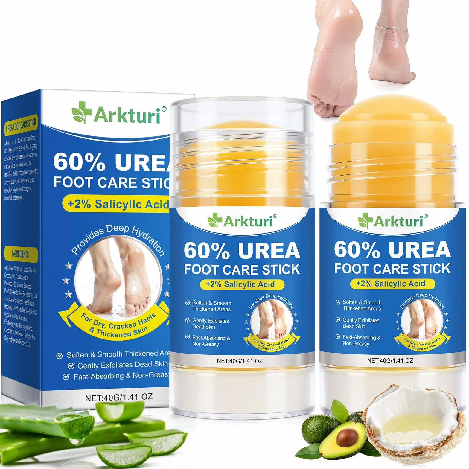Crema de Urea para Pies 80g 60% Reparador Intensivo para Talones Agrietados