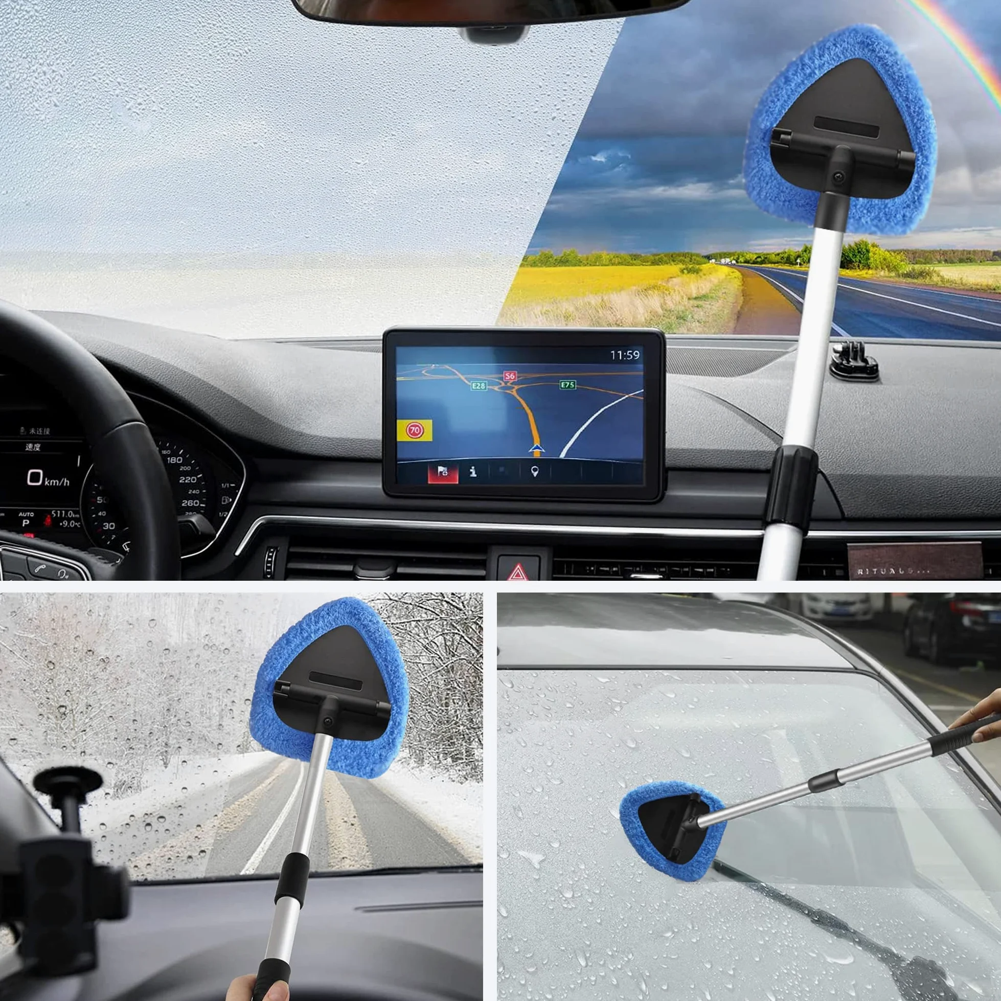 ASAHEL Herramienta para cepillo de ventana de coche dentro del parabrisas