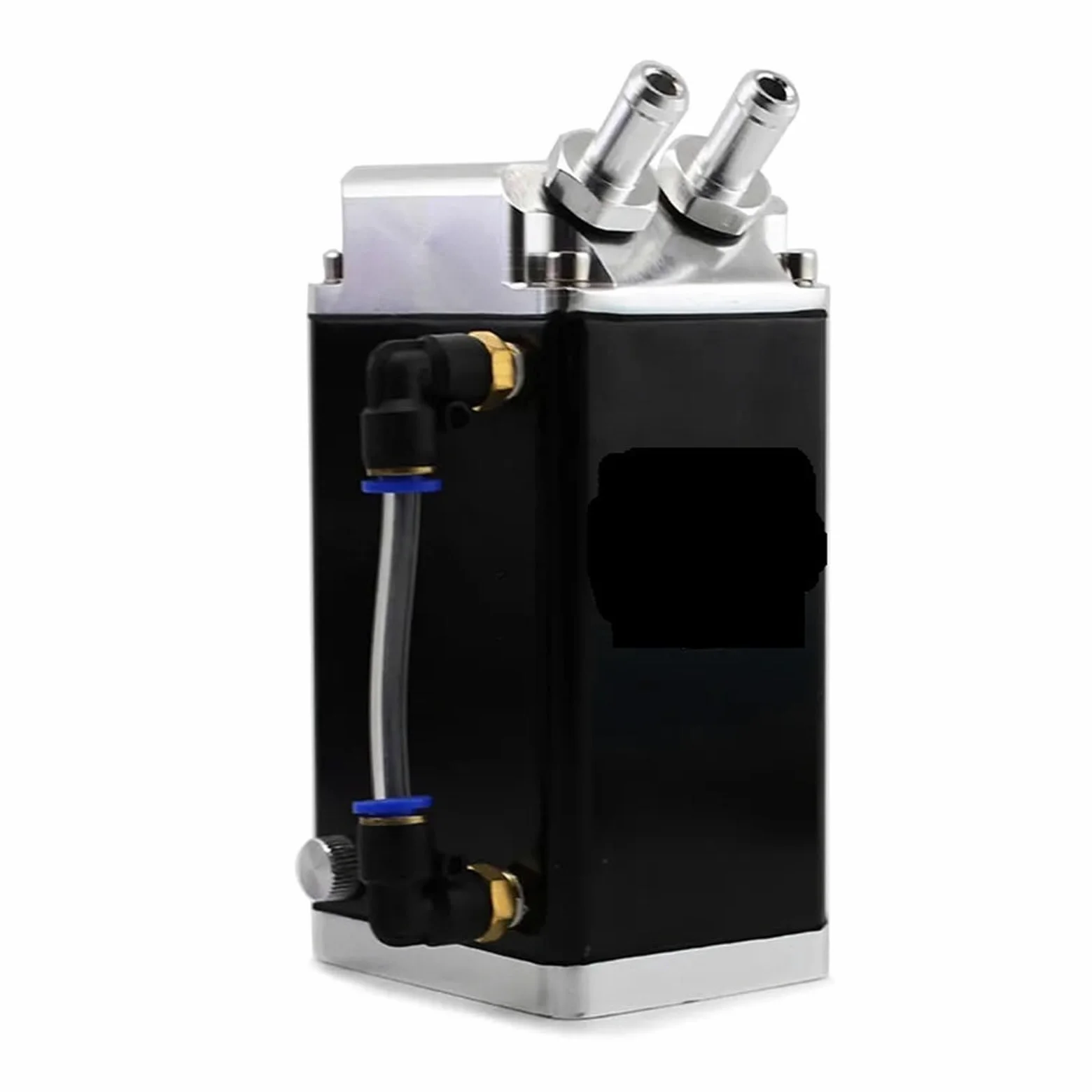 Depósito de agua refrigerante Kit separador de respiradero automático para tanque captura aceite motor, forma cuadrada(Silver)