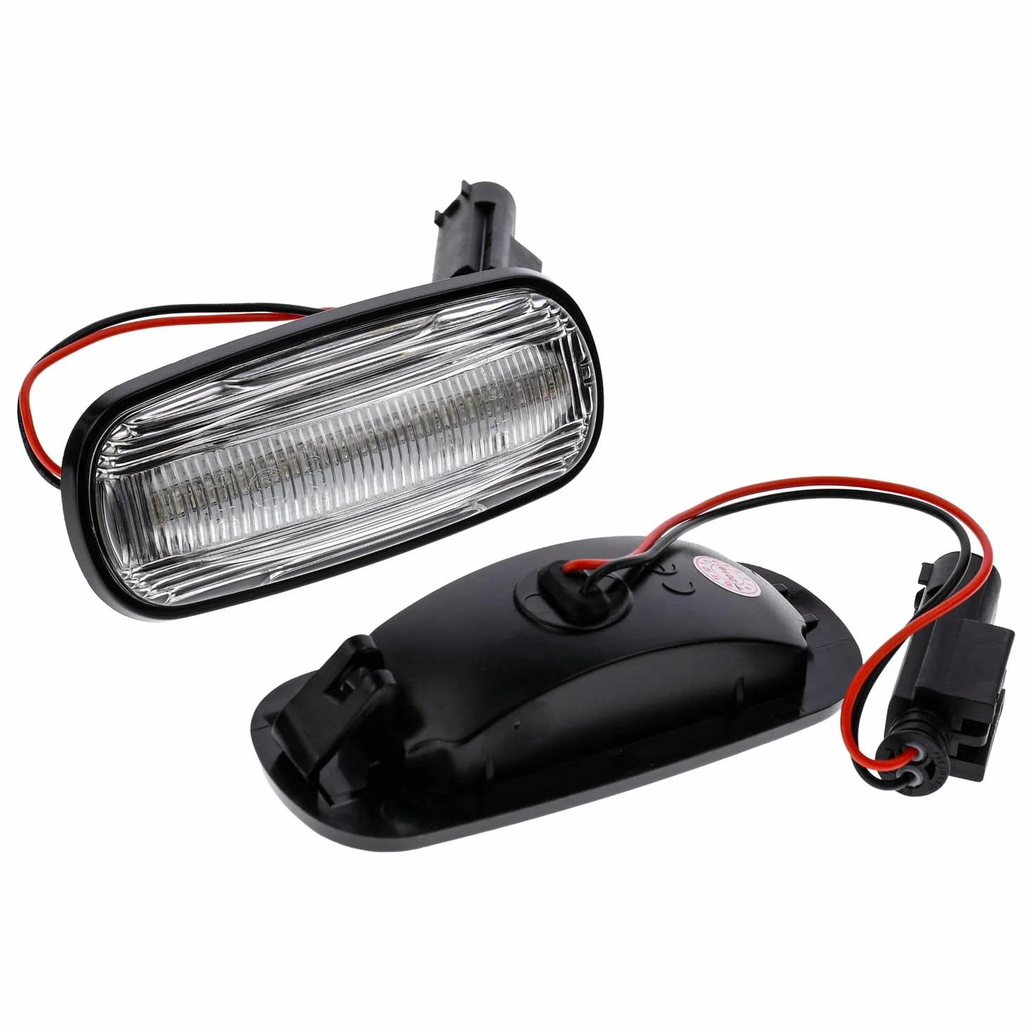 BRANDT Juego de intermitentes laterales LED para guardabarros + cable blanco apto para Land Rover Defender I Td5 Puma L316 Discovery II L318 Freelander I L314 MG ZS ZT ZT-T Rover 45 75