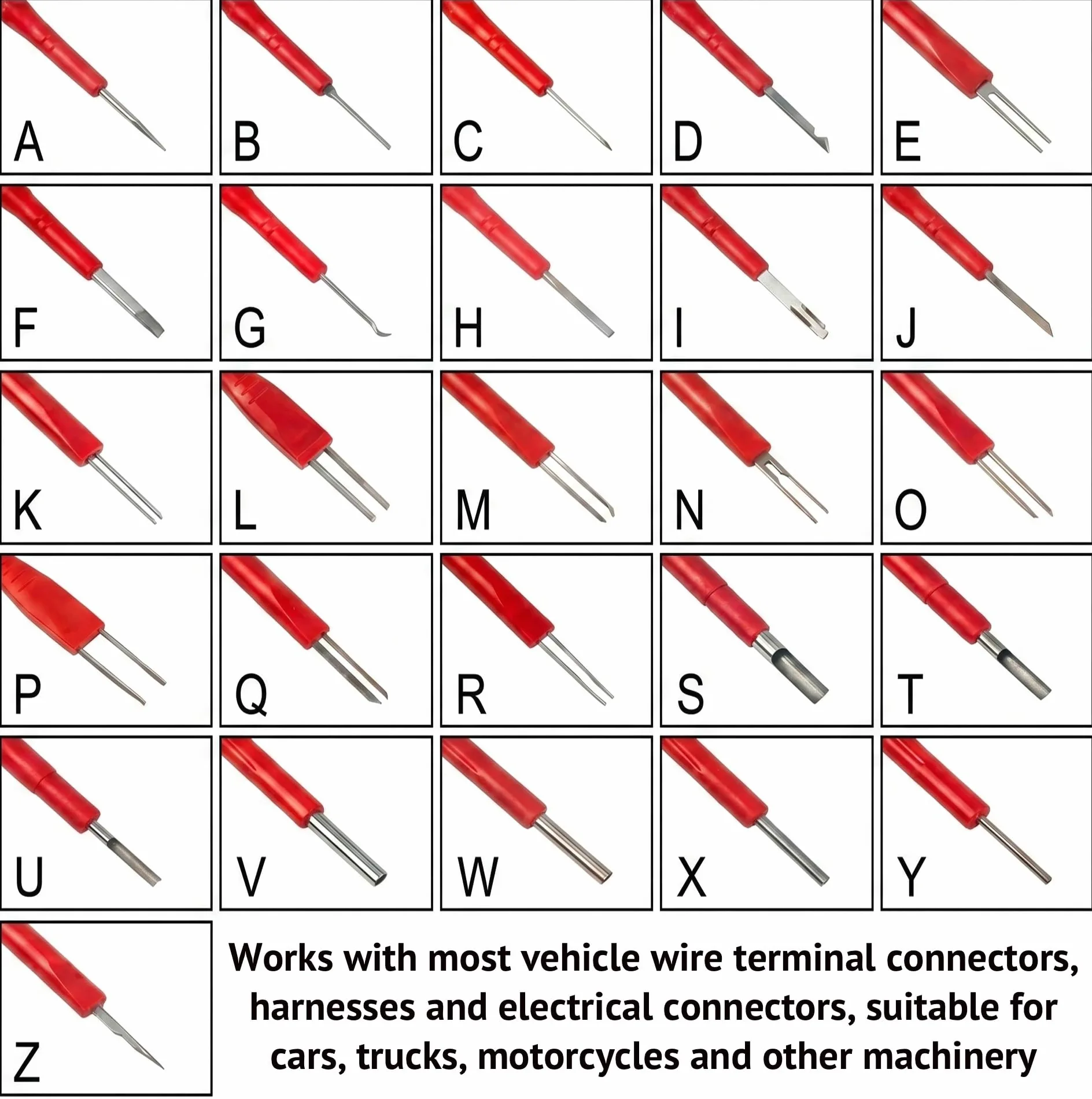 RQG Kit de herramientas de extracción de terminales, 26 piezas, kit de herramientas de extracción de pines eléctricos, universal para reemplazar y liberar conectores de arnés de cables automotrices de
