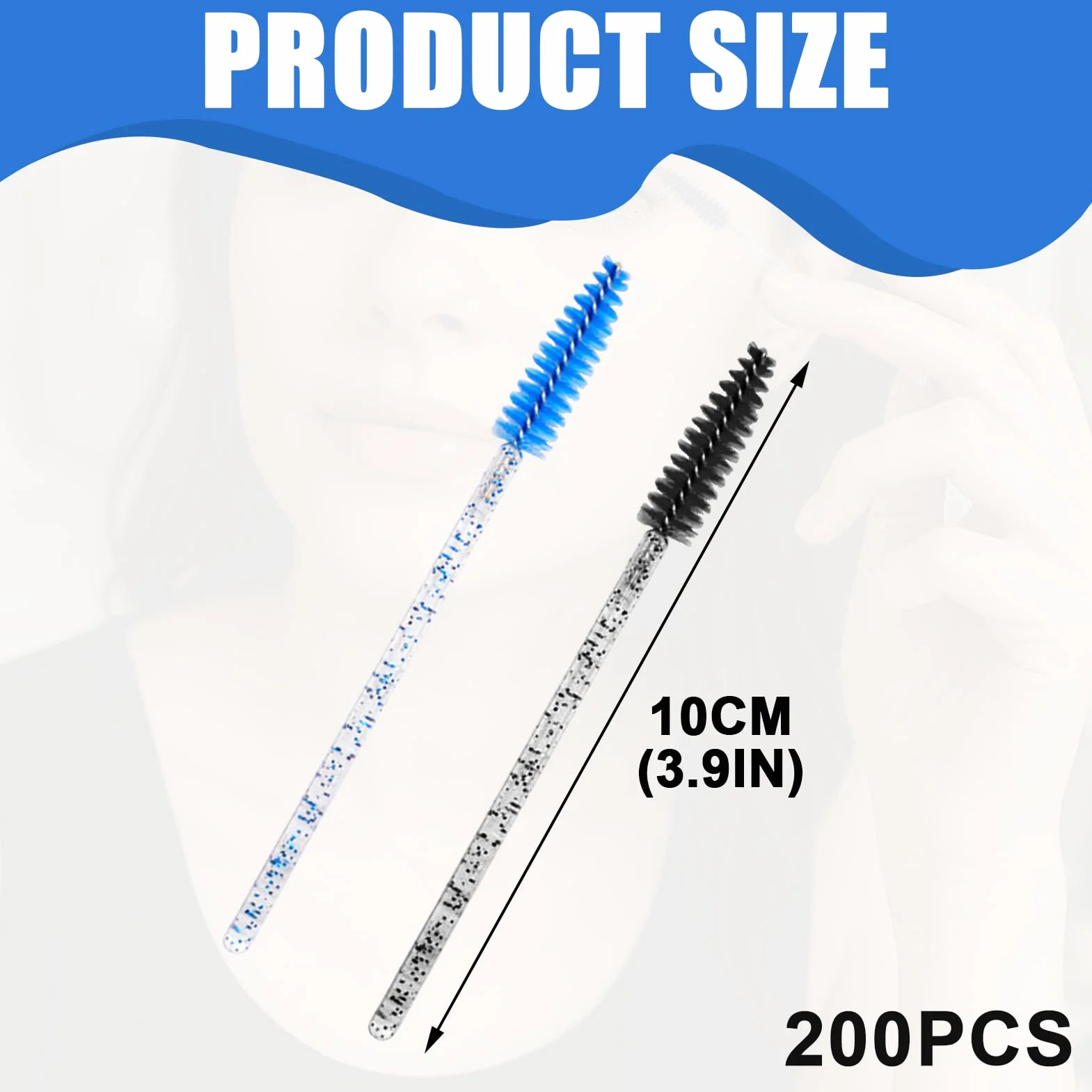 Cepillos desechables para pestañas y aplicador de cejas con mango de cristal