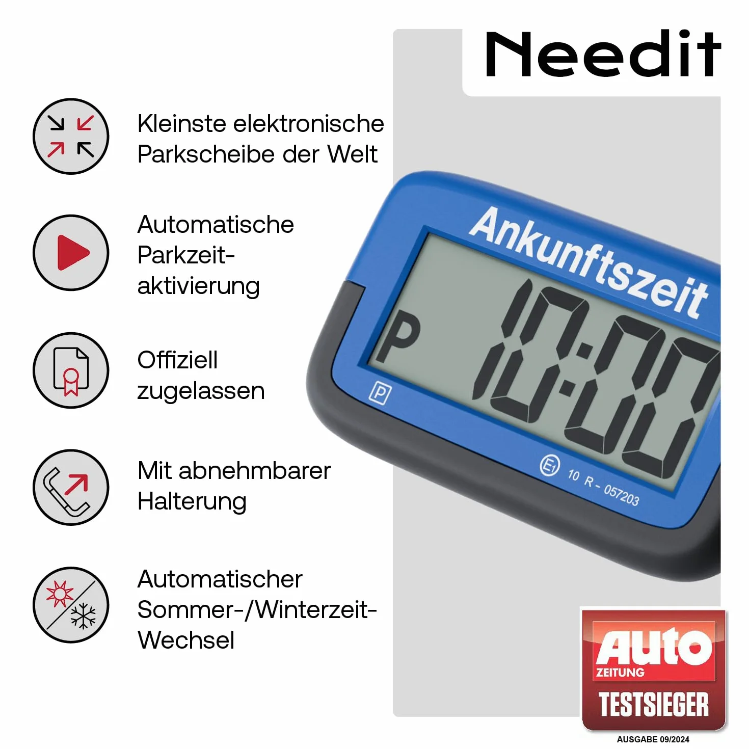 Needit Parkscheibe ParkMicro PS1800 800mm x 45mm x 10mm Autoadhesivo