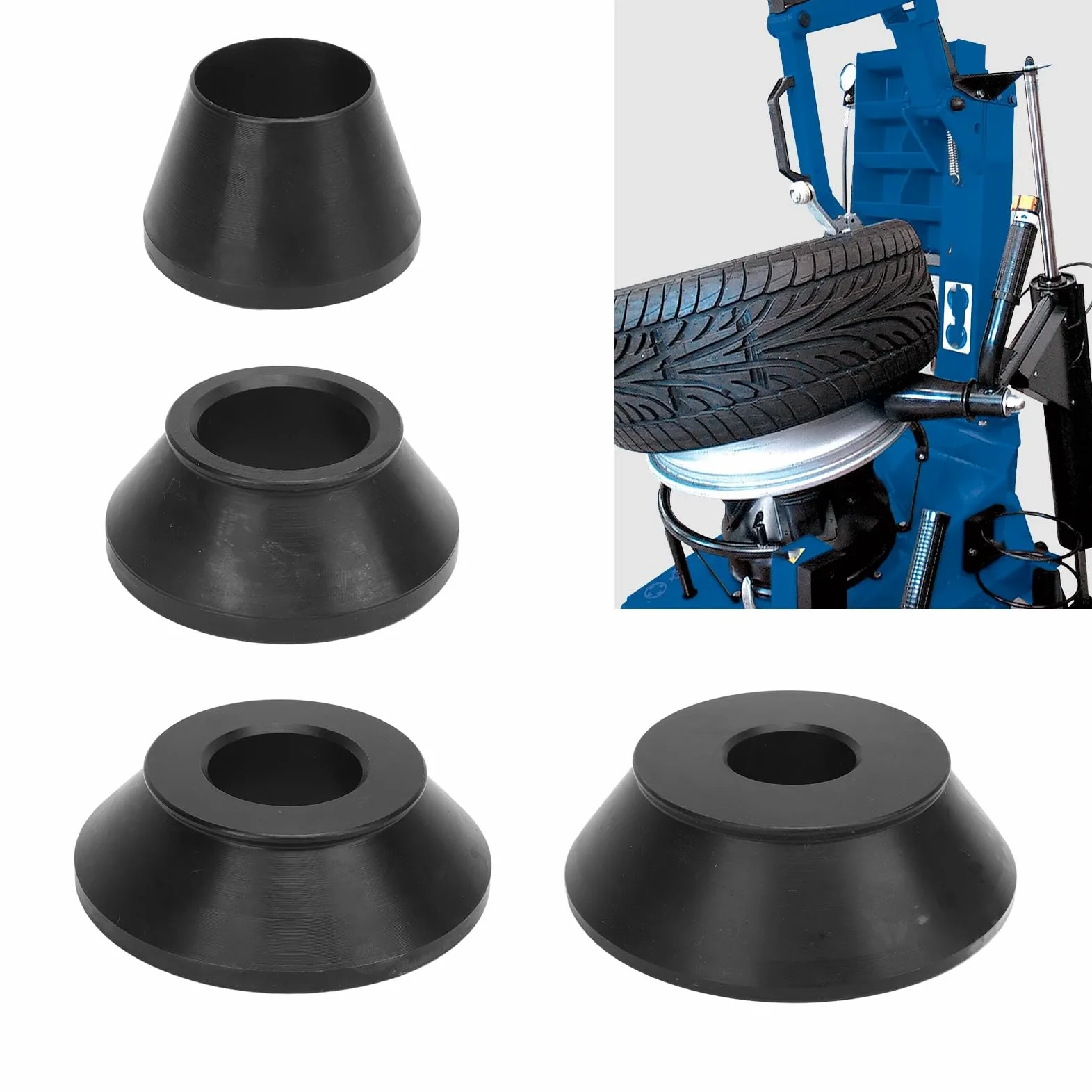Juego de Conos Equilibradores de Neumáticos Duraderos y Versátiles para Eje de 38mm SUV Camión Caravana Metal Negro 4 Unidades