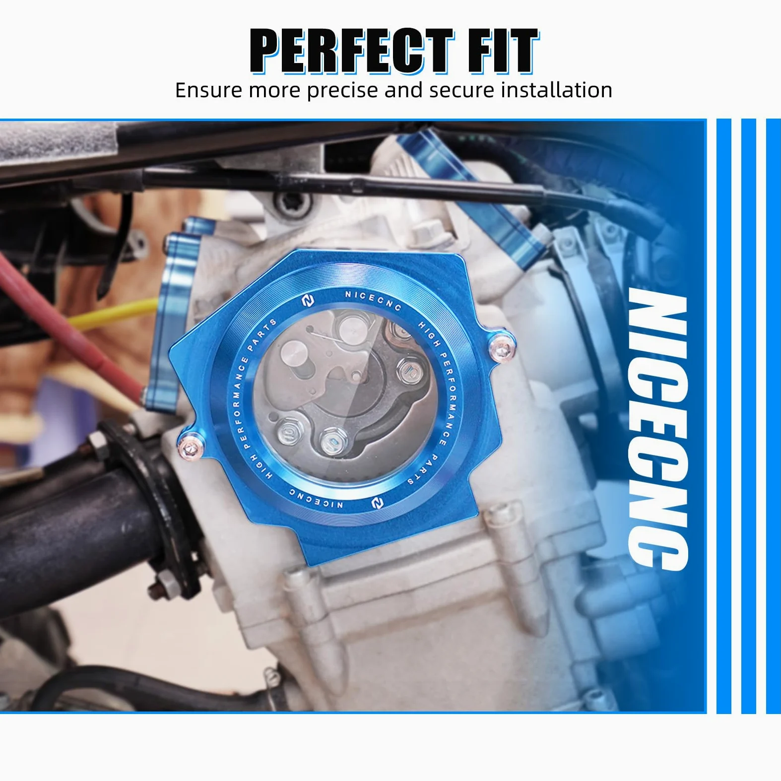 NICECNC Cubierta de Eje de Leva Transparente de aleación de Aluminio Azul Compatible with Yamaha Raptor YFM 700 2006-2024, Raptor 700 R 2009-2024, Raptor 700 SE 2009-2024