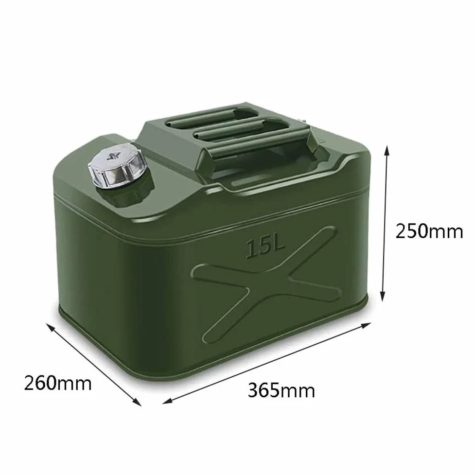 Bidón de gasolina de Metálico Recipientes gasoli Tanque de combustible horizontal de metal de 10 l / 15 l, lata de gasolina portátil, bote de combustible engrosado, tanques de combustible de respaldo,