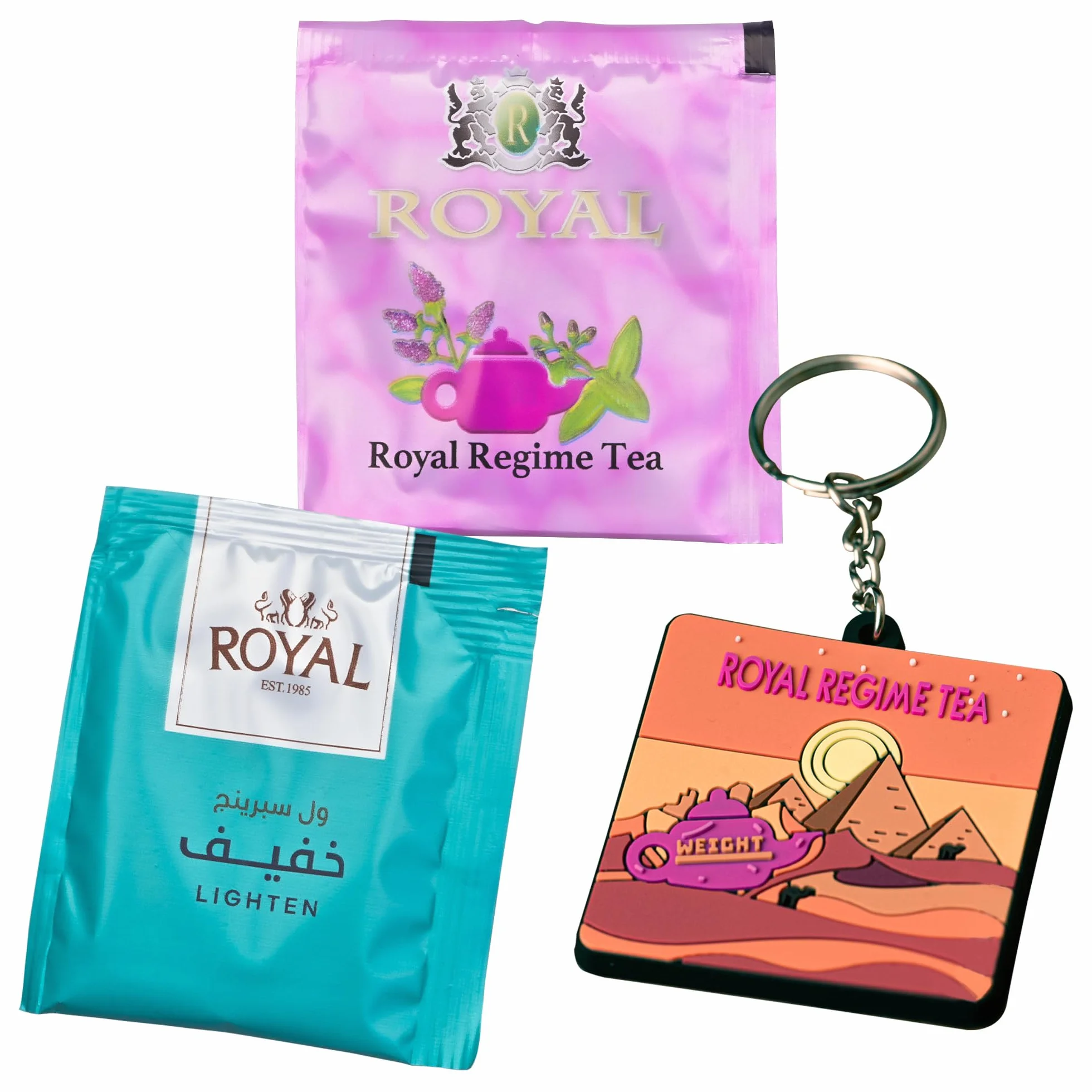 EVERWOL Juego de 2 tés Royal Régimen 25 bolsas 2 gr + Light 20 bolsas 2 gr + llavero silicona