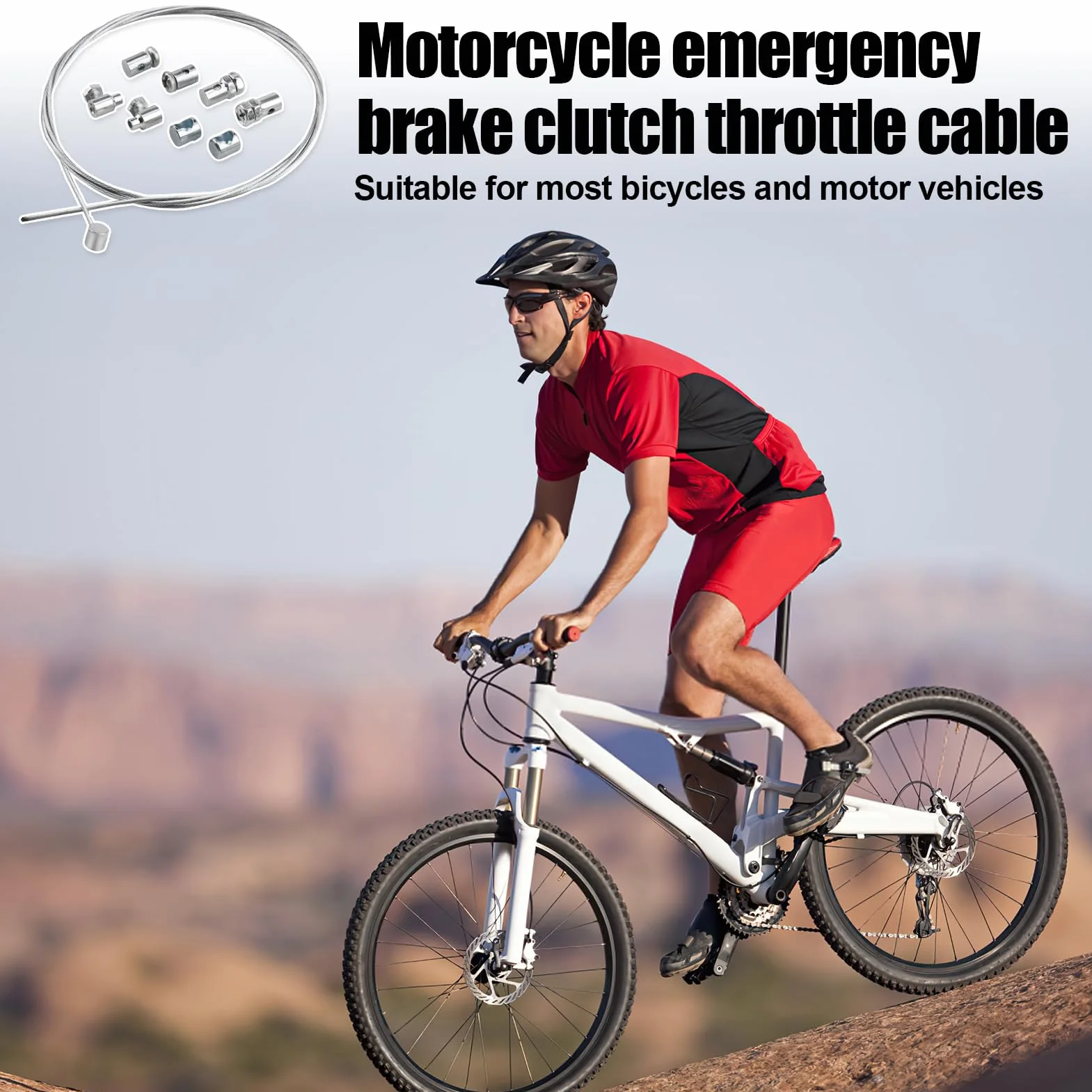 1,2M Ø1,5mm Cable de Embrague Universal para Motocicletas y Bicicletas de Cross, Incluye 2 Abrazaderas de Cable, Acero Galvanizado, Adaptable a Todos los Vehículos de Dos Ruedas Motorizados