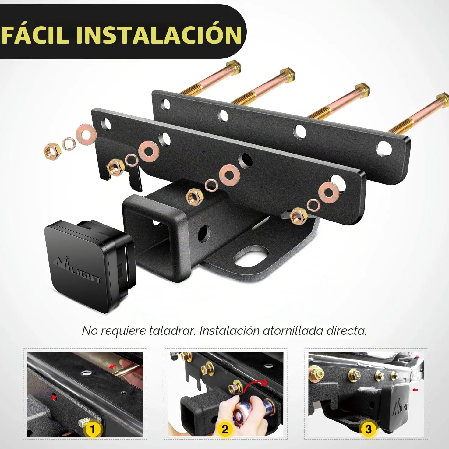 Nilight JK61A Kit de Receptor de Enganche para Remolque de Parachoques Trasero de 2 Pulgadas, Compatible con Jeep Wrangler JK 20072018 de 4 Puertas y 2 Puertas ilimitadas, con arnés de cableado de