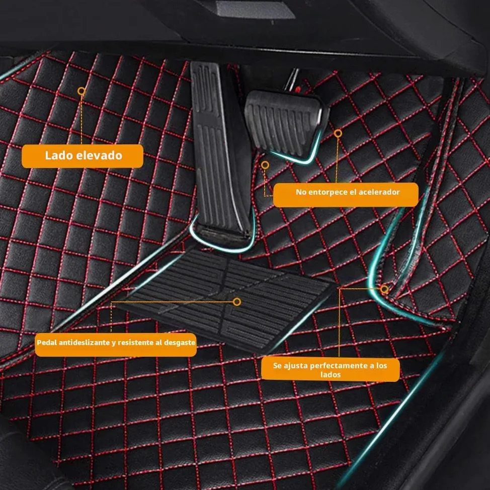 Cobear Alfombrillas de Coche a Medida para el 98% de los Modelos de Coche Alfombrillas Protectoras de imitación de Cuero Antideslizantes y aptas para Cualquier Clima Negro y Rojo