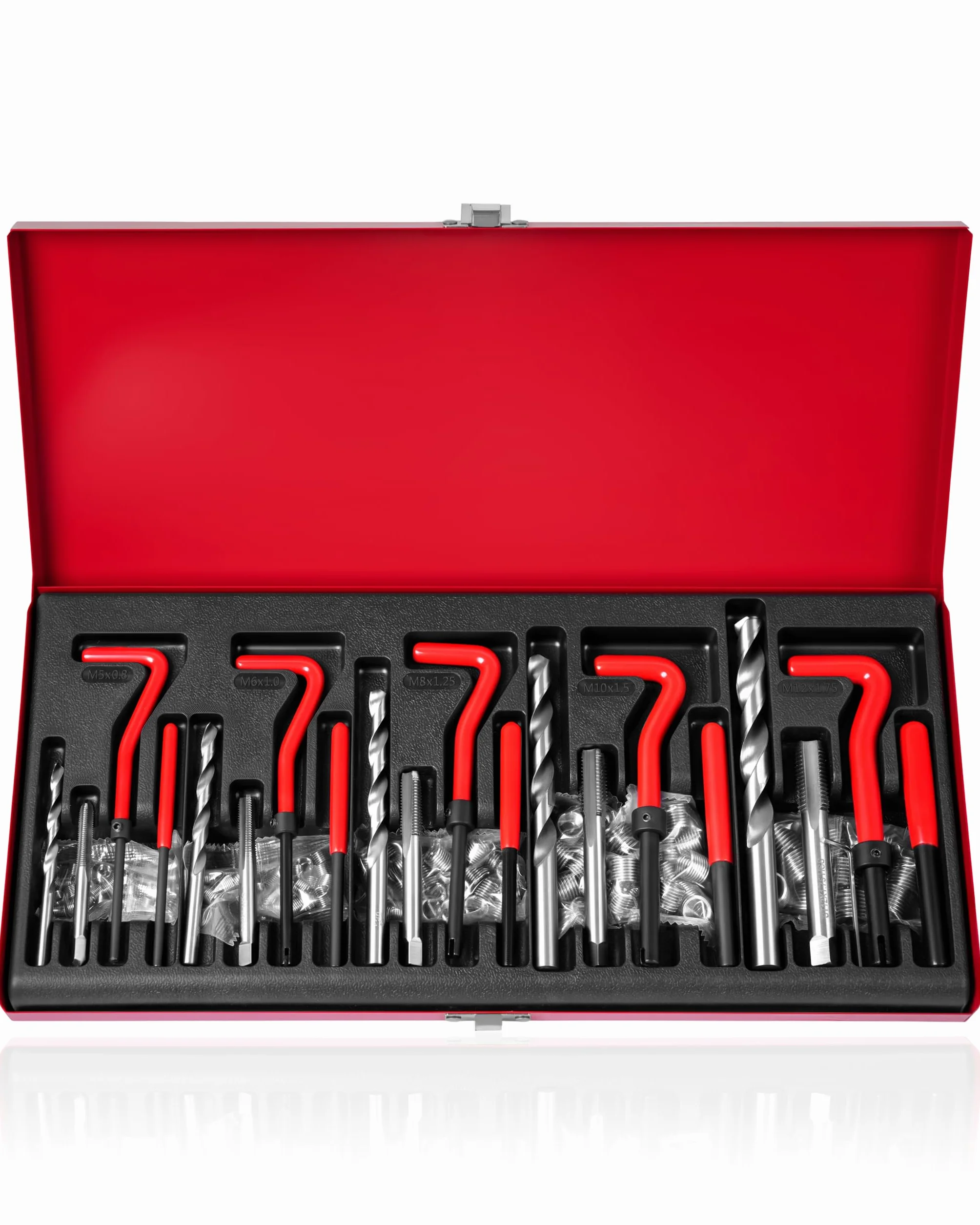 DAYUAN Juego de Reparación de Roscas Kit Helicoil 131 Piezas M5 M6 M8 M10 M12