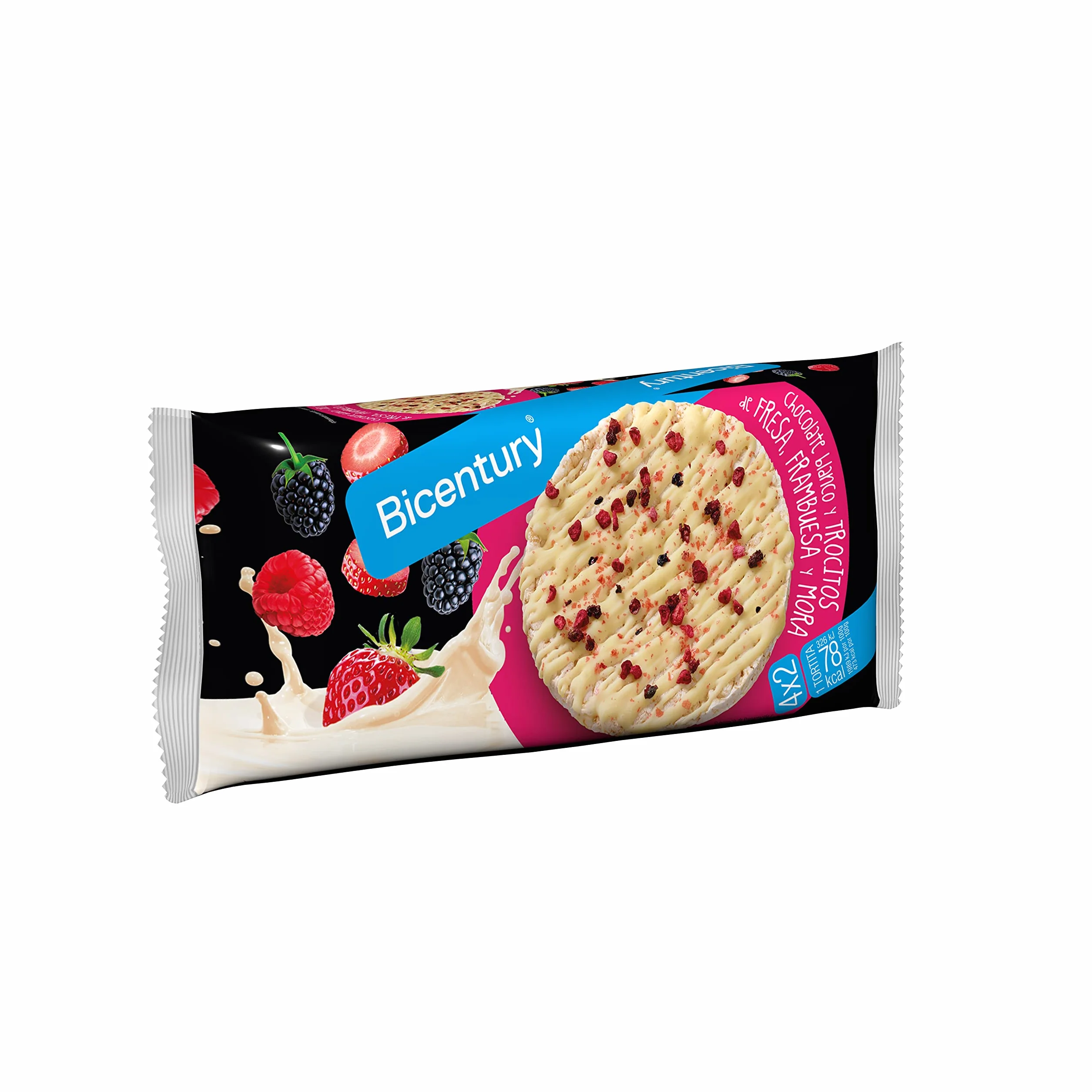 Bicentury Tortitas de arroz con Chocolate Blanco y Frutos Rojos 14 unidades