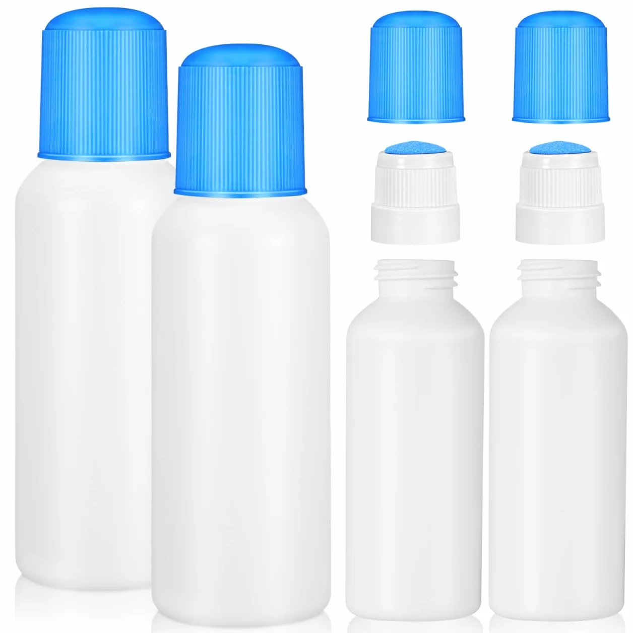 Jojofuny Botellas Aplicadoras Cabeza de Esponja 100 Ml Set 4 Unidades Envases Plásticos Anti-Fugas para Líquidos Cosméticos Aceites