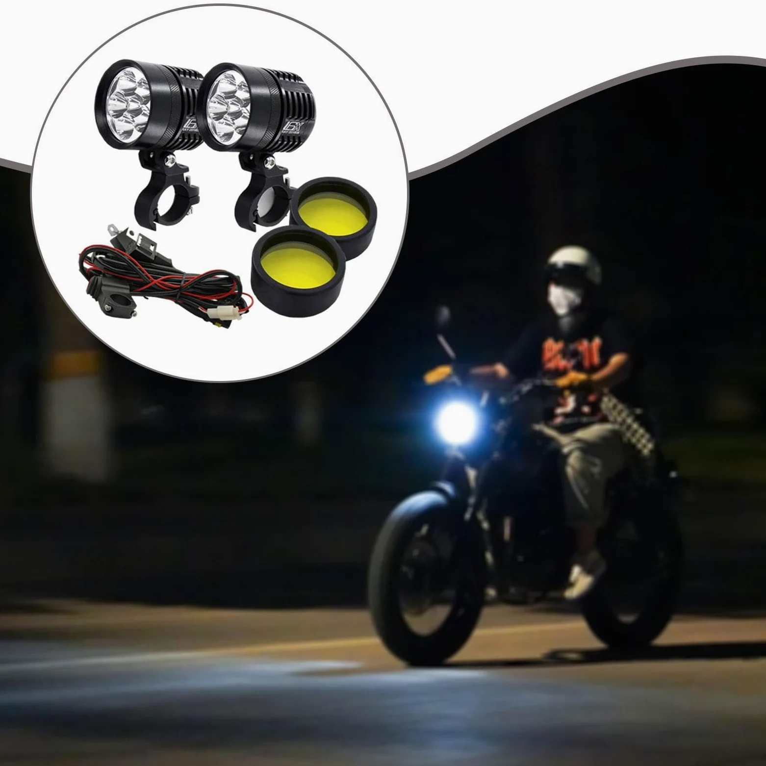 Intermitentes LED Moto 6500LM 12V, Par de Luces Antiniebla de Rendimiento, Diámetro 6cm (2.36"), Aleación y PC, Fácil Instalación
