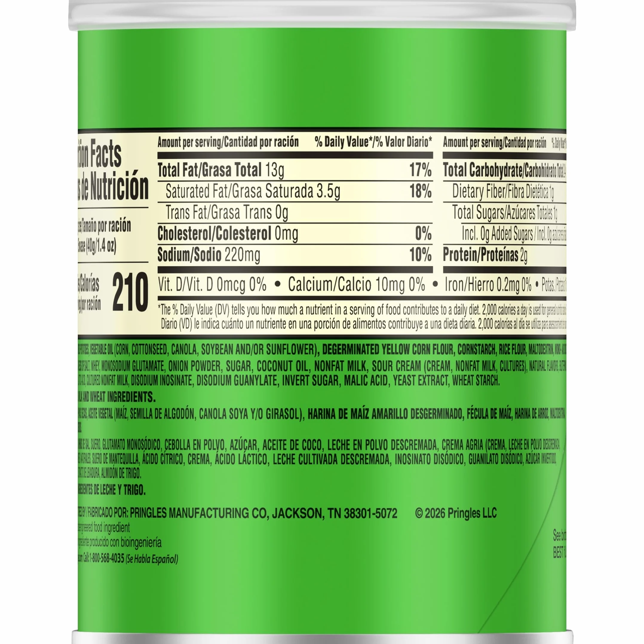 Pringles Sour Cream and Onion Small Stacks 1.41 oz Pack of 12