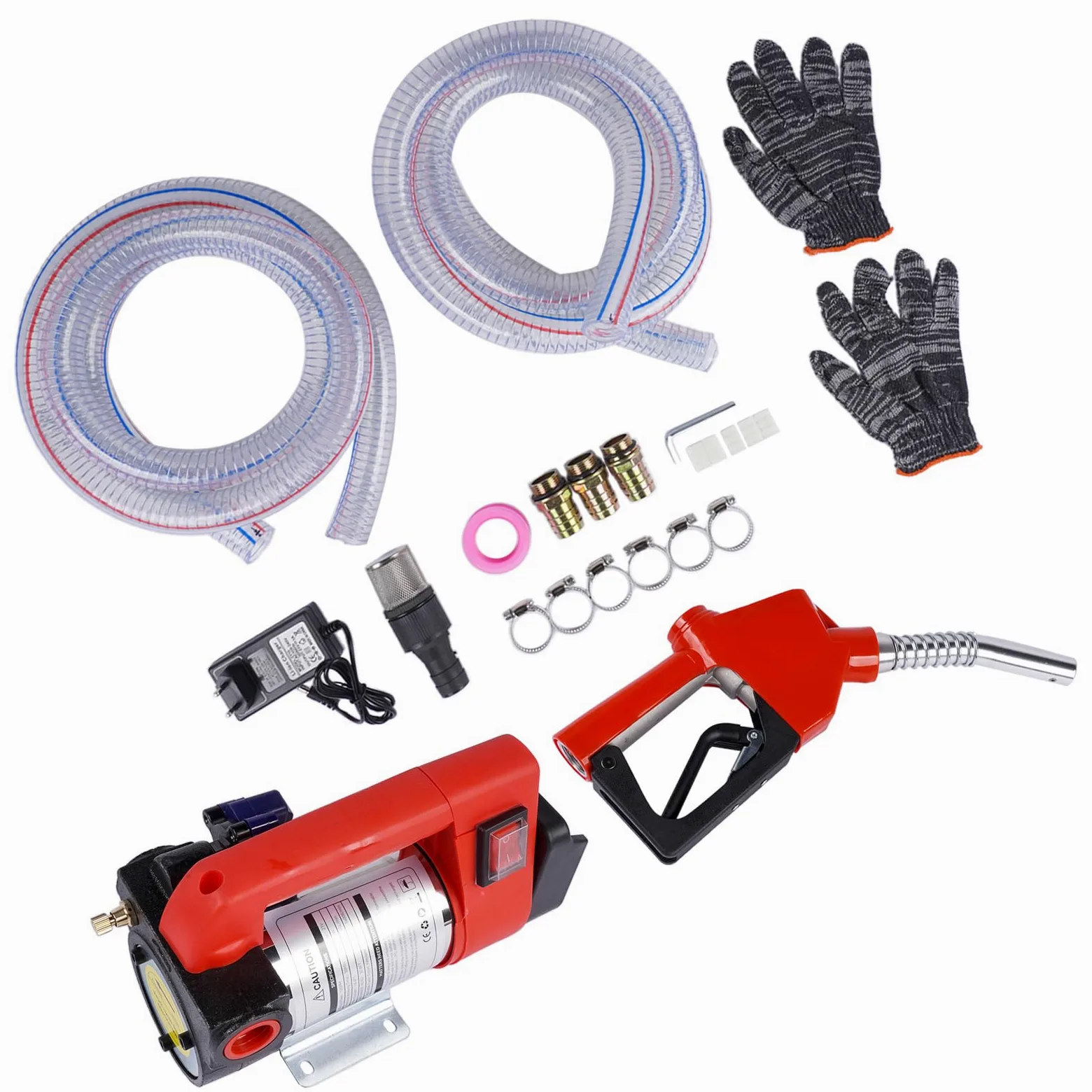 Bomba de Trasvase Diesel a Batería 21V Caudal 45 L/m, Eléctrica Bomba Portátil con Pistola, Filtro y 2 x 2m Mangueras para Diesel, Keroseno, sin batería Hopzty