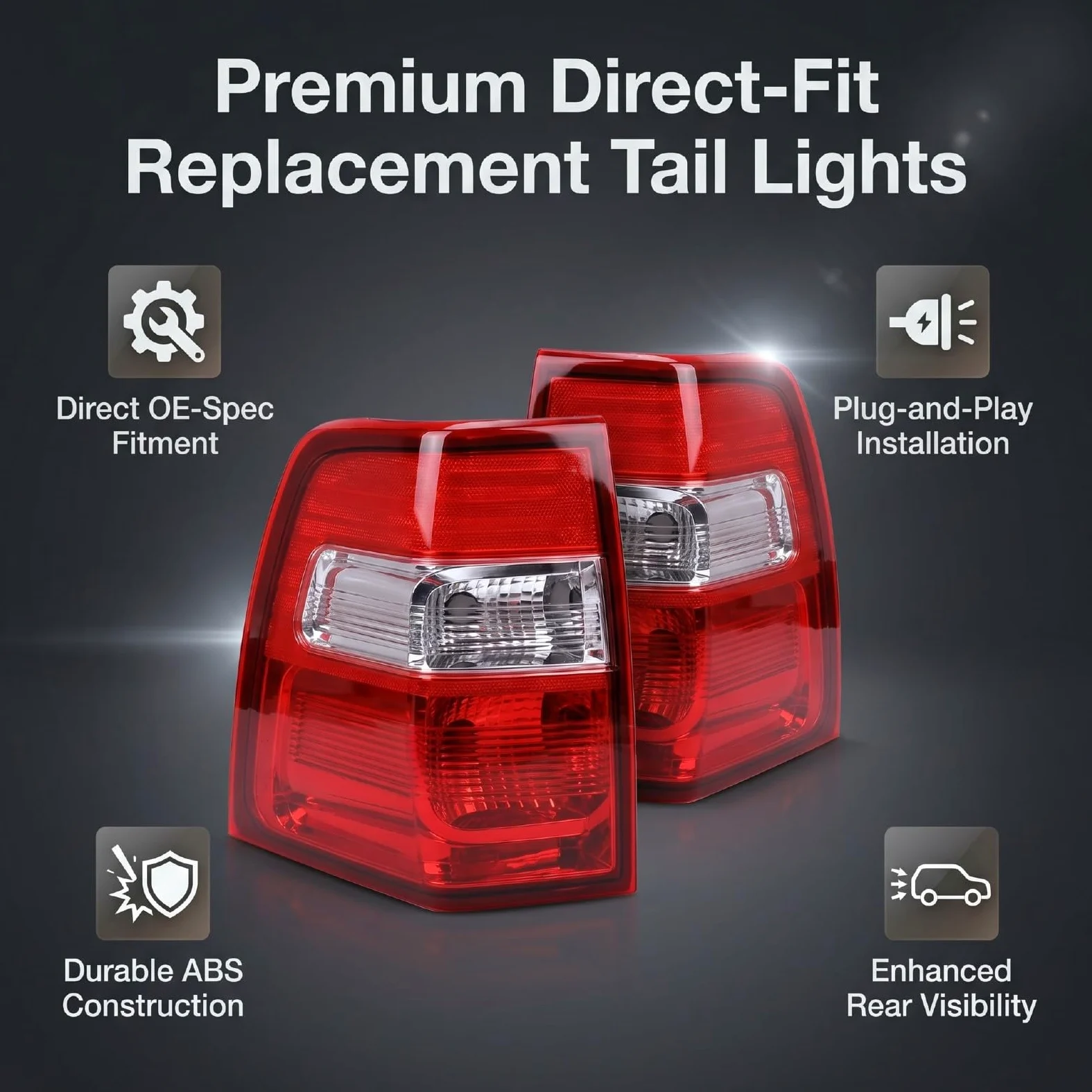 Tbest Conjunto de Luces Traseras Izquierda y Derecha, Pilotos Traseros con Conectores Estándar, par for Reemplazo de Luz Trasera