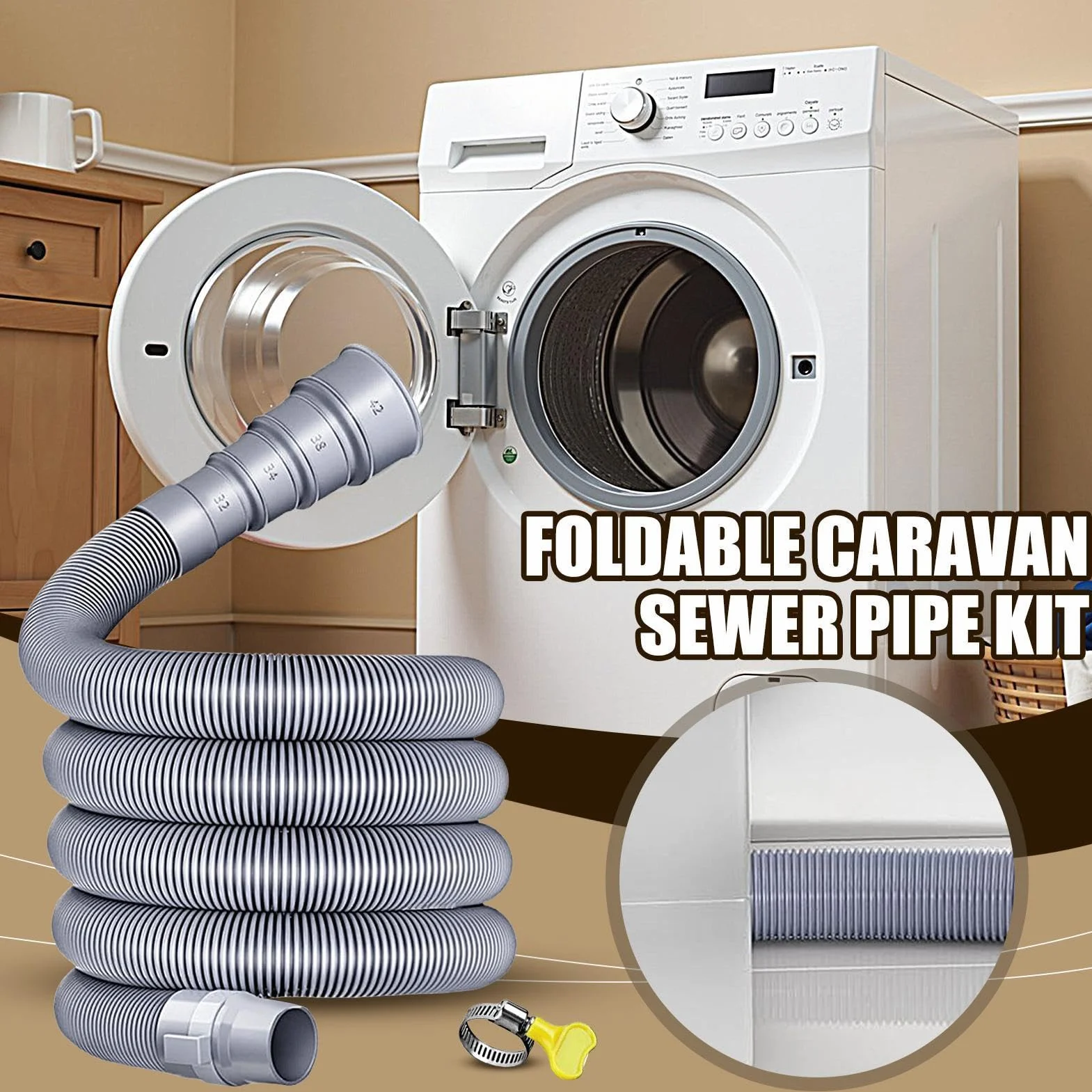 Manguera Para Evacuación De Autocaravana, Tubo De Alcantarillado Paras Caravanas Con Adaptador Ajustable, Tubo Des Drenaje Plegable, Para Viajes Y Aire Libre