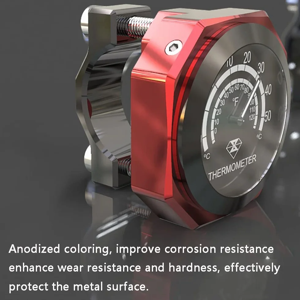 Termómetro de manillar de moto, termómetro de aleación impermeable y fosforescente compatible con Yamaha, compatible con Kawasaki, compatible con Suzuki Compatible con Honda