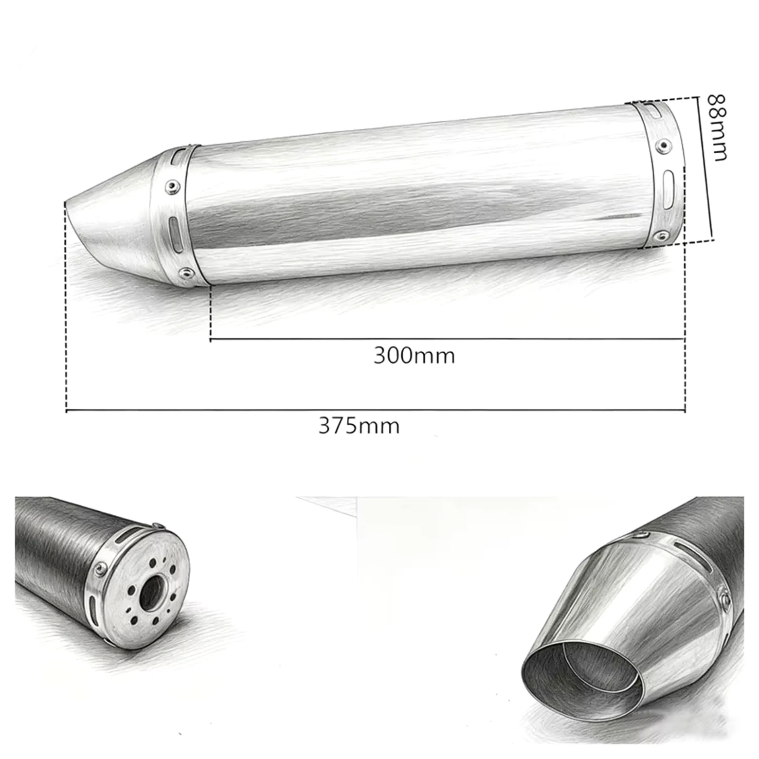 silencioso escape moto Para GY650 tubo de escape | Tubo silenciador de escape para motocicleta Scooter tubo aleación aluminio modificado para motocicleta(Red2)