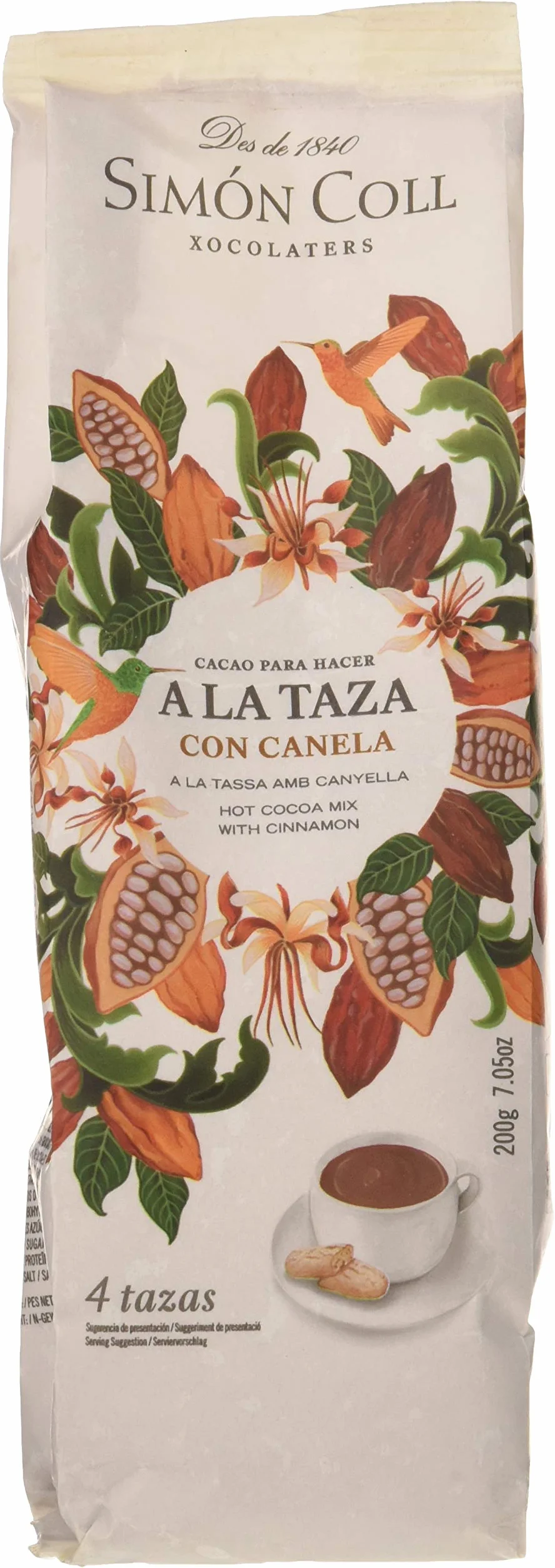 Chocolates Simón Coll Chocolate a la taza 180gr Sin Gluten 28% Cacao con Canela