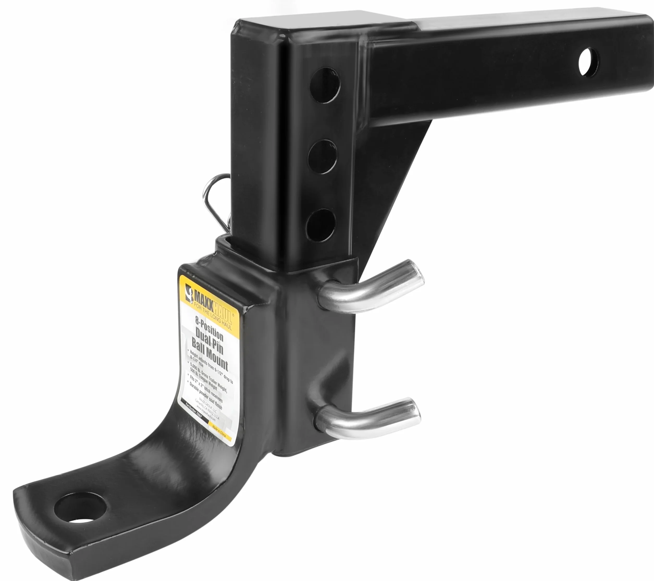 MAXXHAUL 70067 - Enganche de Remolque - Enganche de Remolque Ajustable de 8 Posiciones - 5000 Libras de Capacidad GTW, Color Negro