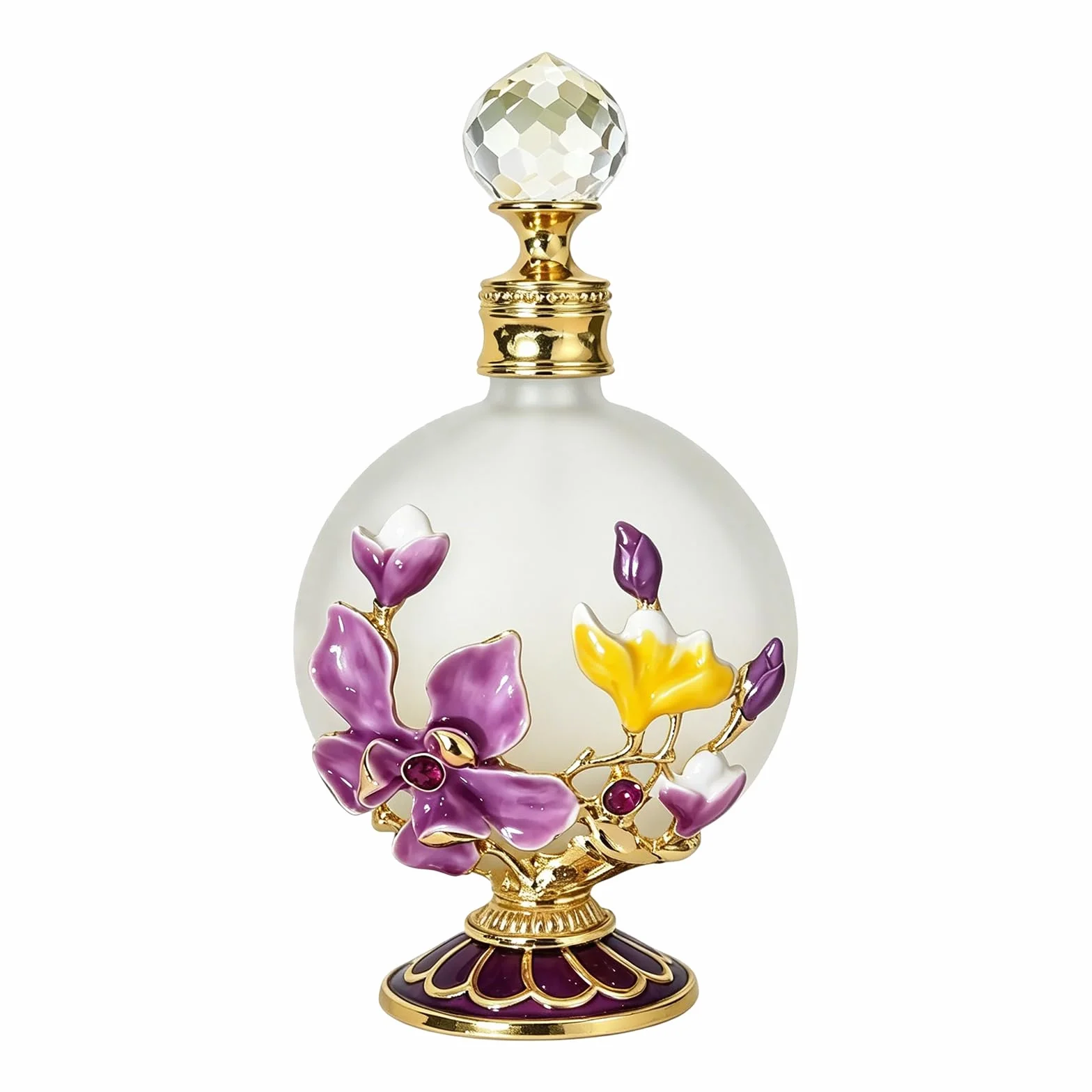 Joyeee Botellas de perfume de vidrio vacías 30 ml con magnolia rosa, frascos portátiles de aceite esencial vintage