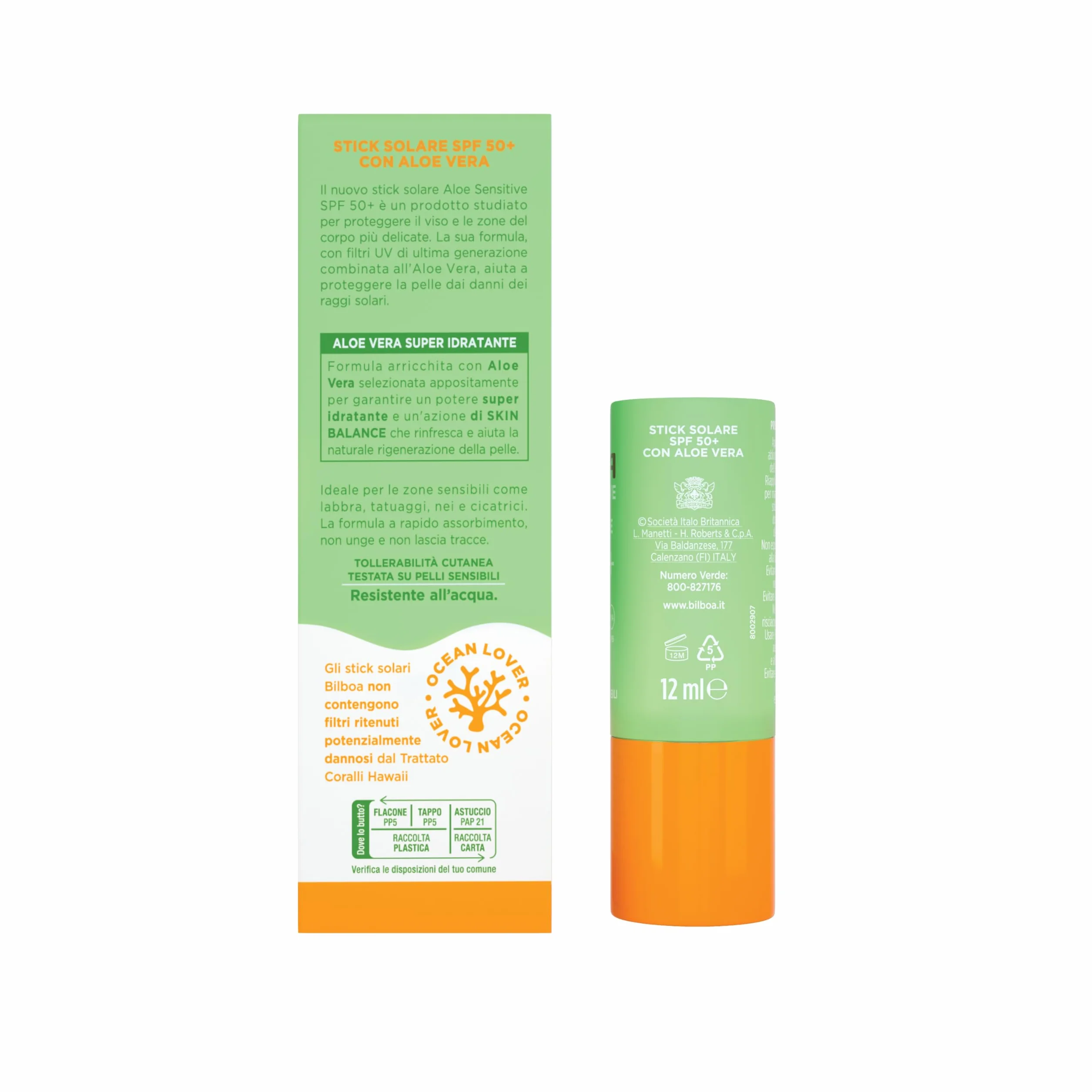 Bilboa Solar Stick SPF 50+ con aloe vera 12 ml