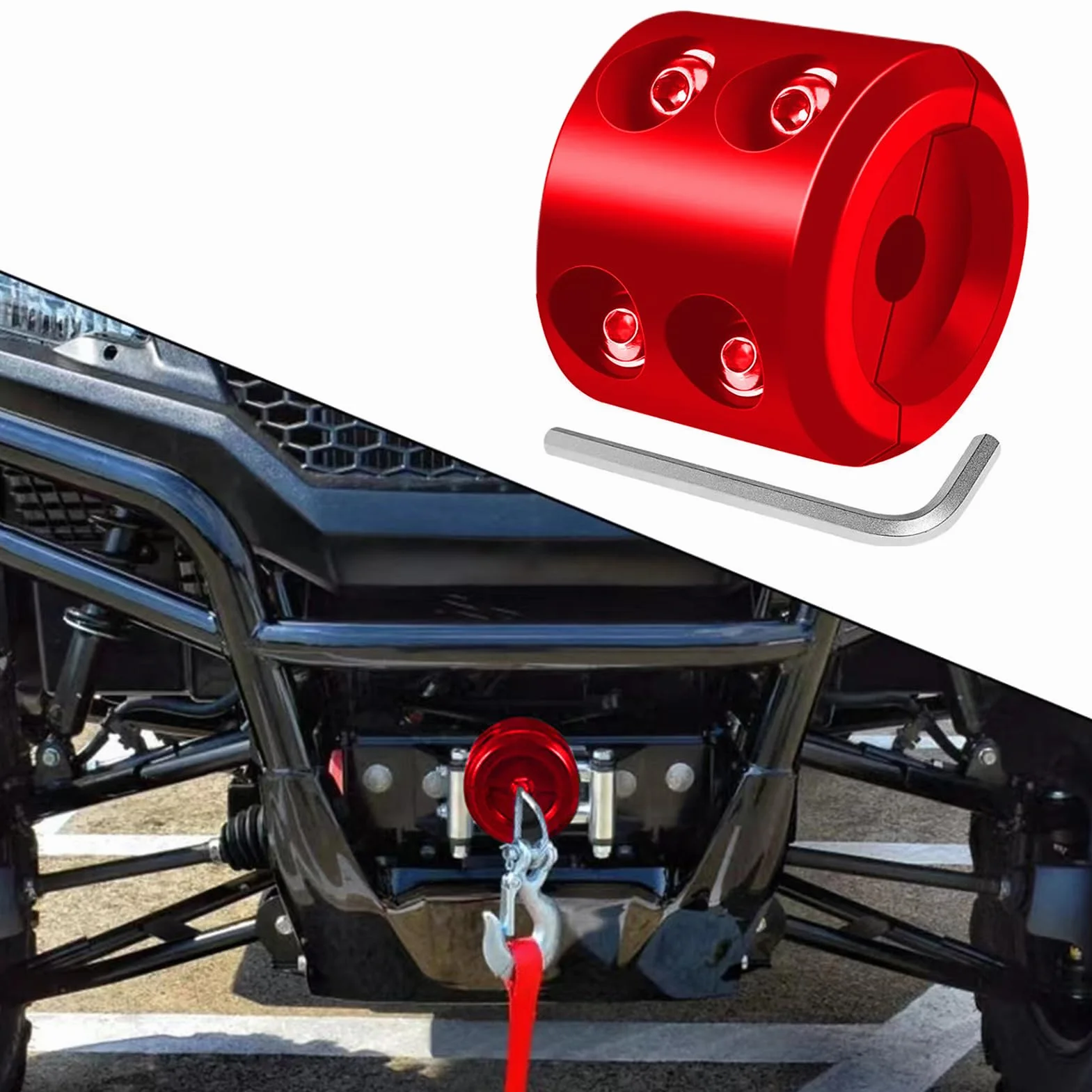 Tope de goma Winch Hook: tapón de cuerda de servicio pesado, protector de caucho duradero para cable sintético | Accesorio de modificación del automóvil para gancho de remolque todoterreno, seguri