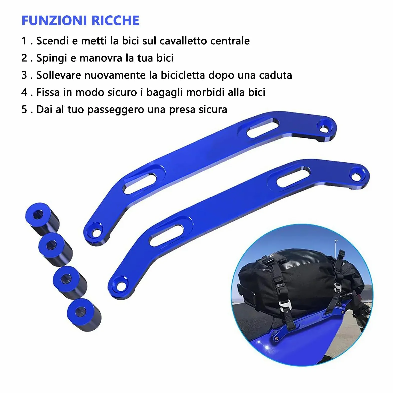 Manija del pasajero trasero de la motocicleta Mango Apoyabrazos Barra de apoyo para TENERE 700 WOLD RAID T7 XTZ 700 (negro)