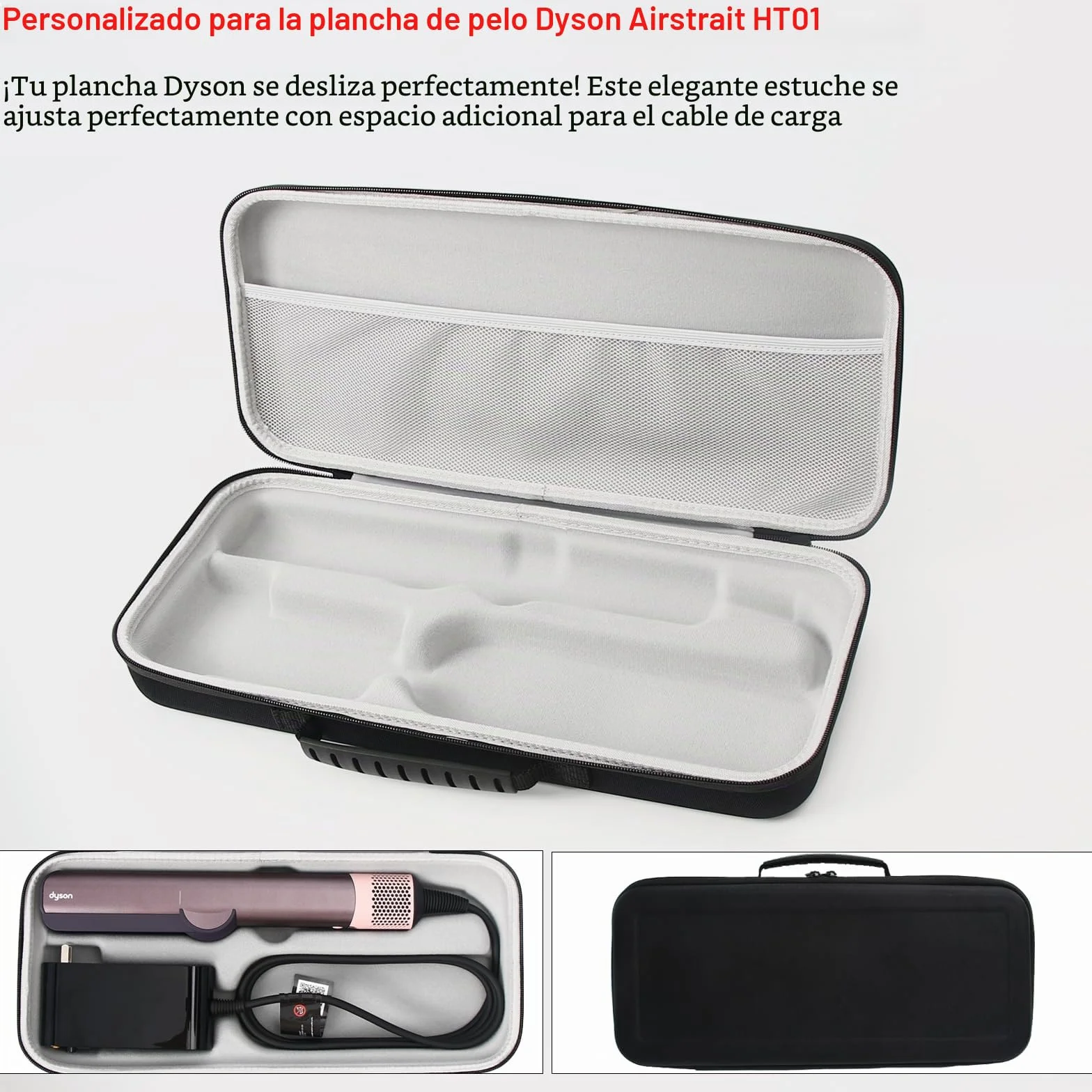 Funda rígida de viaje impermeable a prueba de golpes para Dyson Airstraight HT01, negro, M