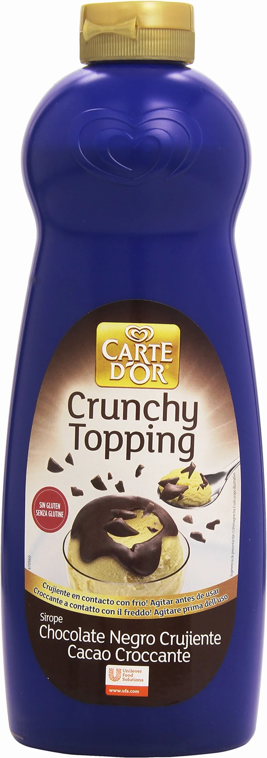 Carte D'Or Crunchy Topping Sirope de chocolate negro crujiente 892 ml