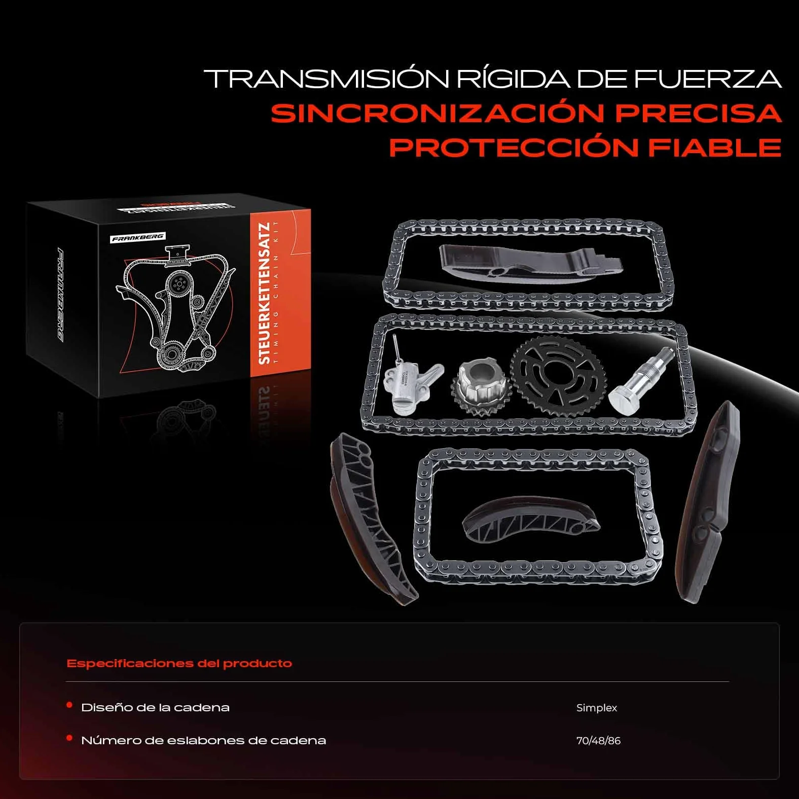 Frankberg Kit de cadena de distribución | Compatible con: Serie 5 F10 F18, Serie 3 Touring E91, X1 E84, M.i.n.i Convertible R57, M.i.n.i Clubvan R55, Serie 1 E81