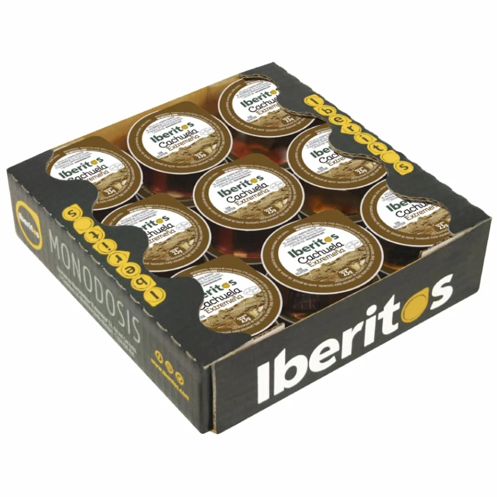 Iberitos Cachuela Extremeña Untable sin Gluten sin Lactosa Bandeja 18 Monodosis 23 Gramos