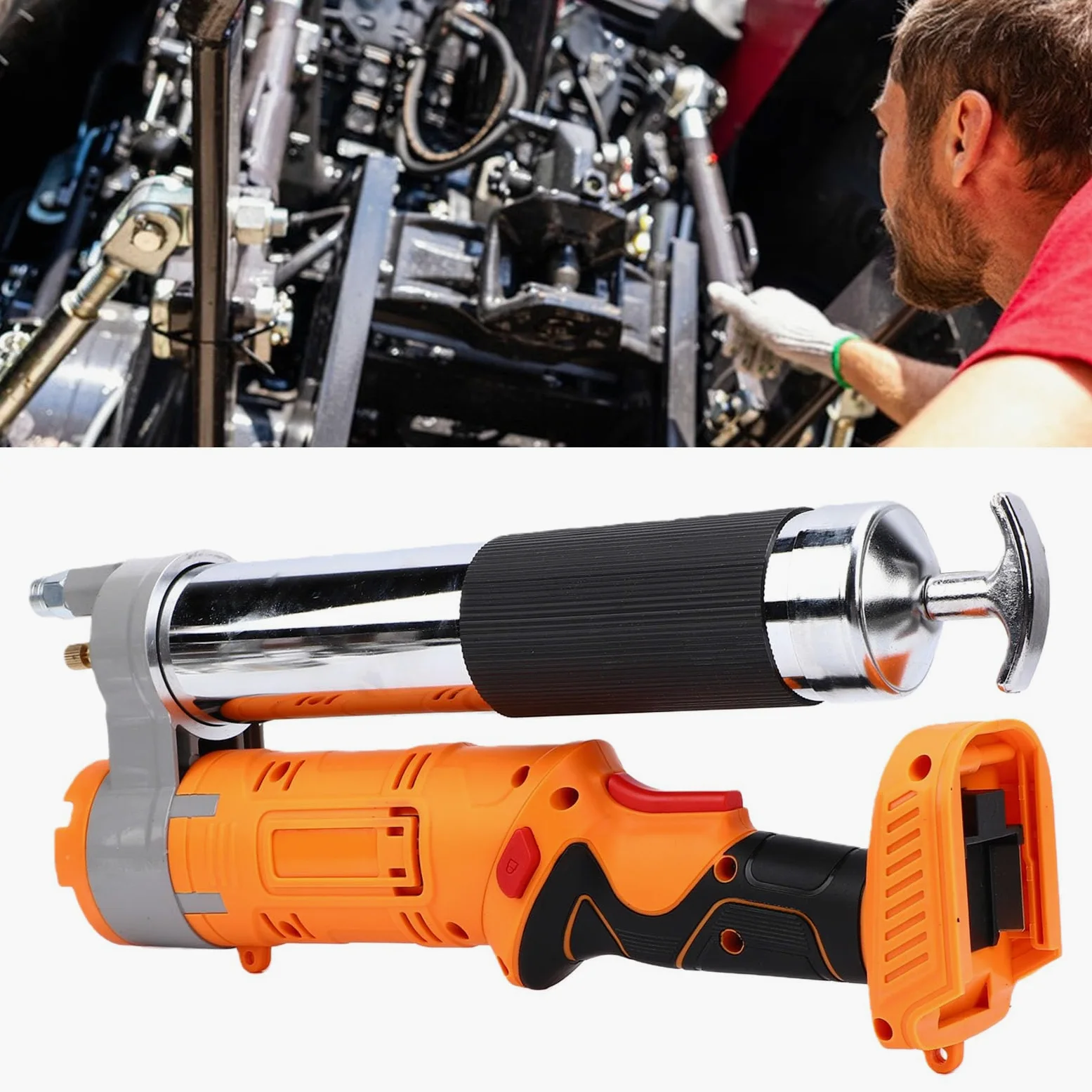ASHATA Pistola de Engrase Inalámbrica Alimentada por Batería, Ajustable para Maquinaria Agrícola Automotriz, Uso Industrial